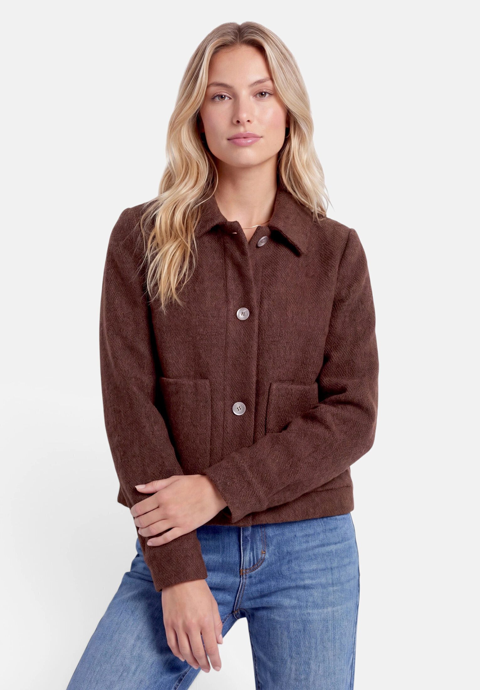 Cartoon Jackenblazer Damen mit aufgesetzten Taschen