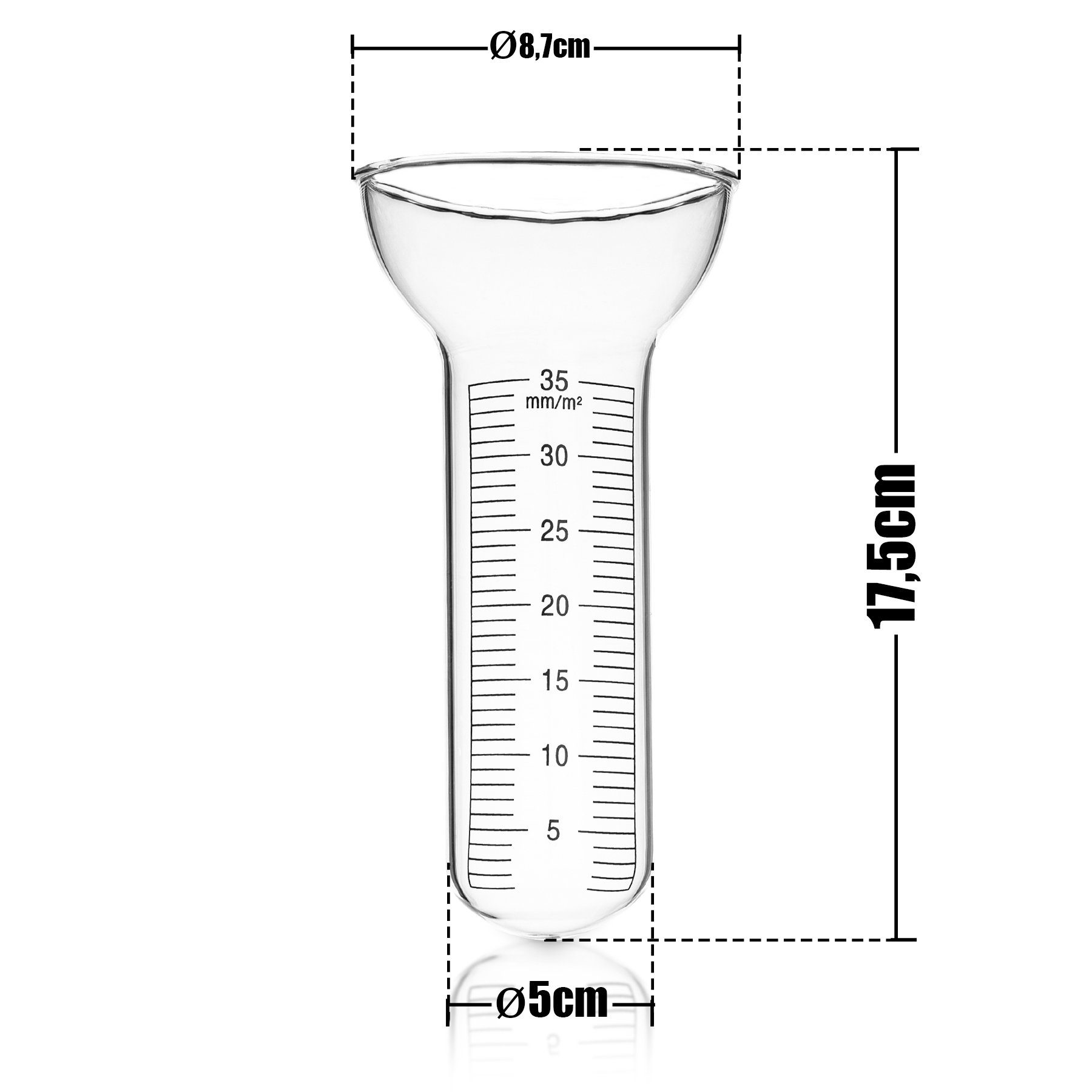 BigDean Niederschlagsmesser Für mm abzulesen Regenmesser aus 1-35 Einfach Glas Messungen