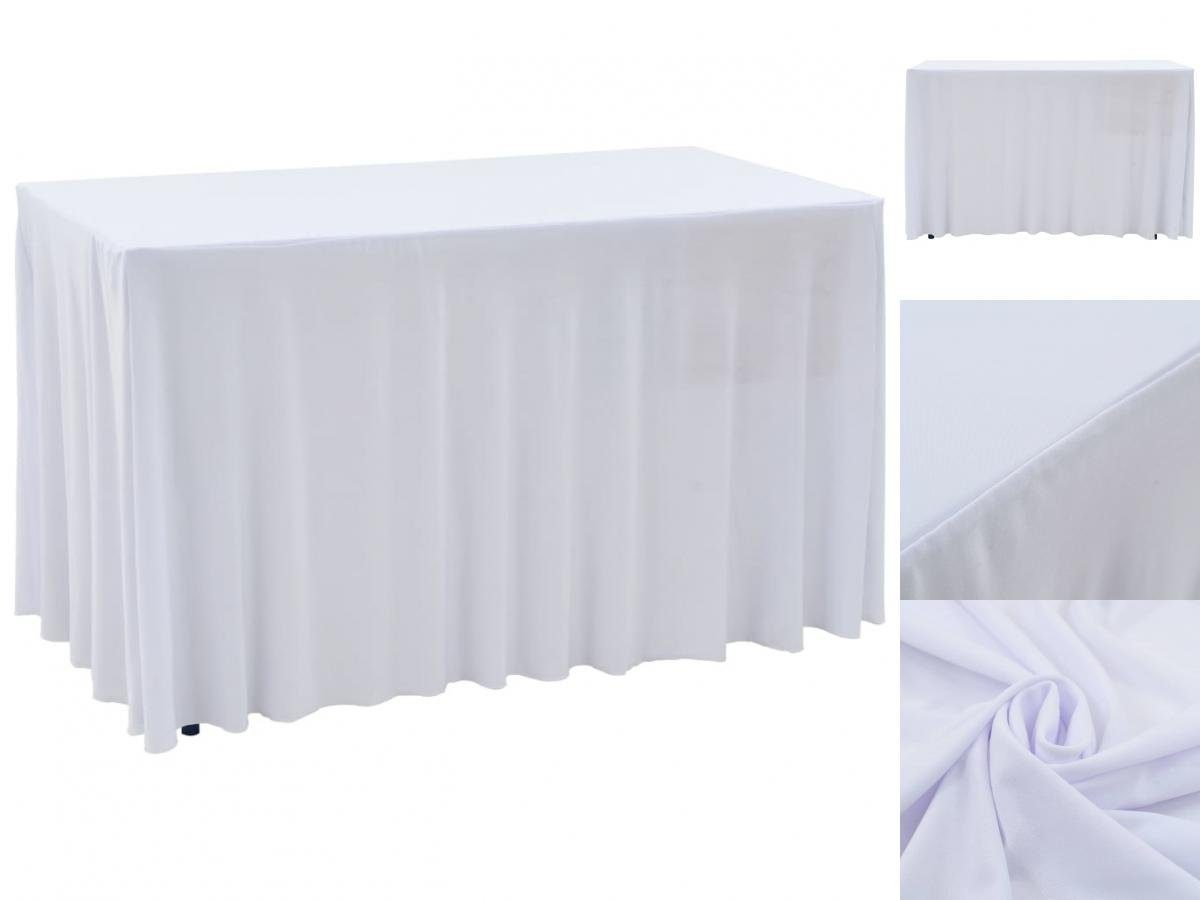 vidaXL Tischdecke 2 Stück Stretch-Tischdecken mit Rand Weiß 120 x 60,5 x 74 cm