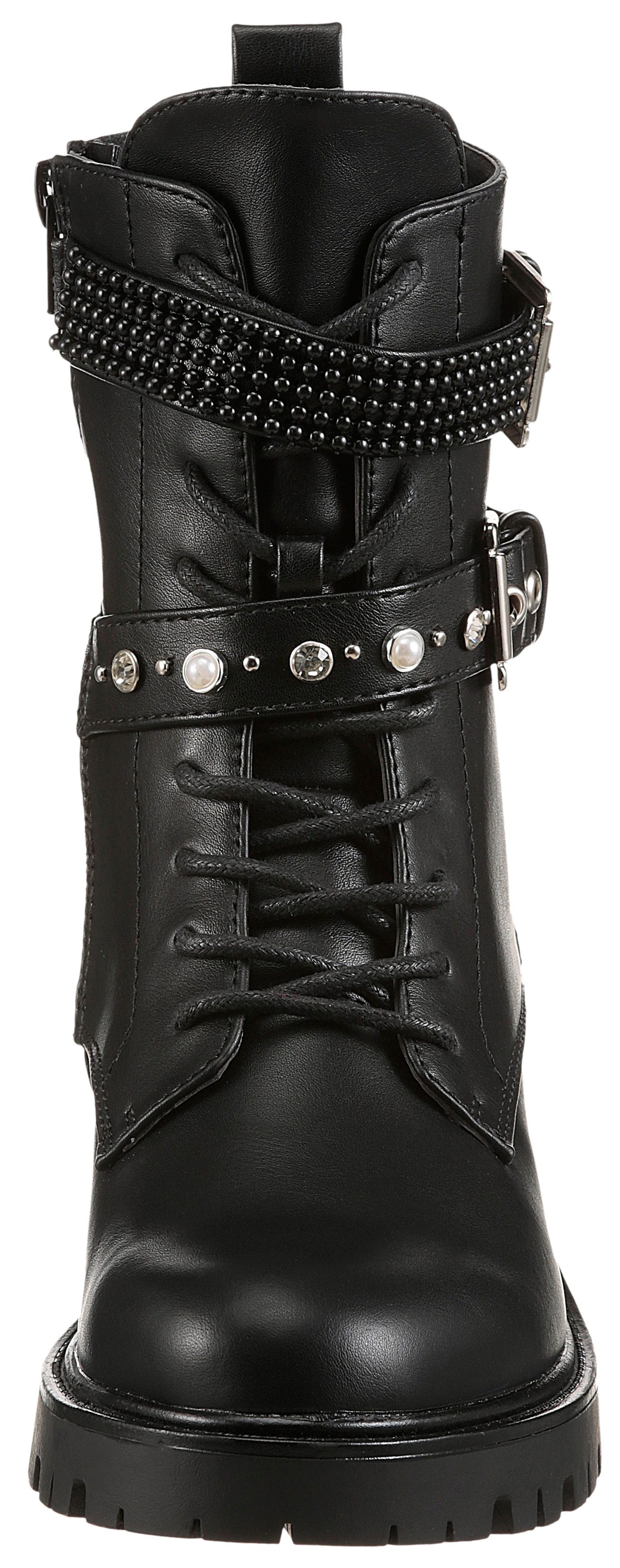 Aniston SHOES Schnürboots Schnürstiefelette, Bikerboots mit Nietenbesatz