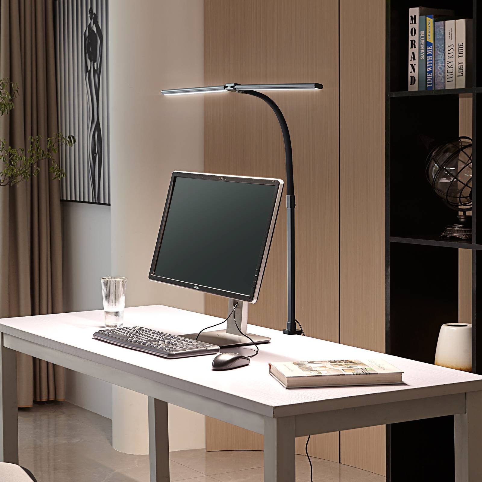 Lindby Klemmleuchte Nilay, LED, Metall, Schwarz Farbwechsel warmweiß / tageslicht IP20, LED 18 W gesamt, Farbwechsel warmweiß / tageslicht