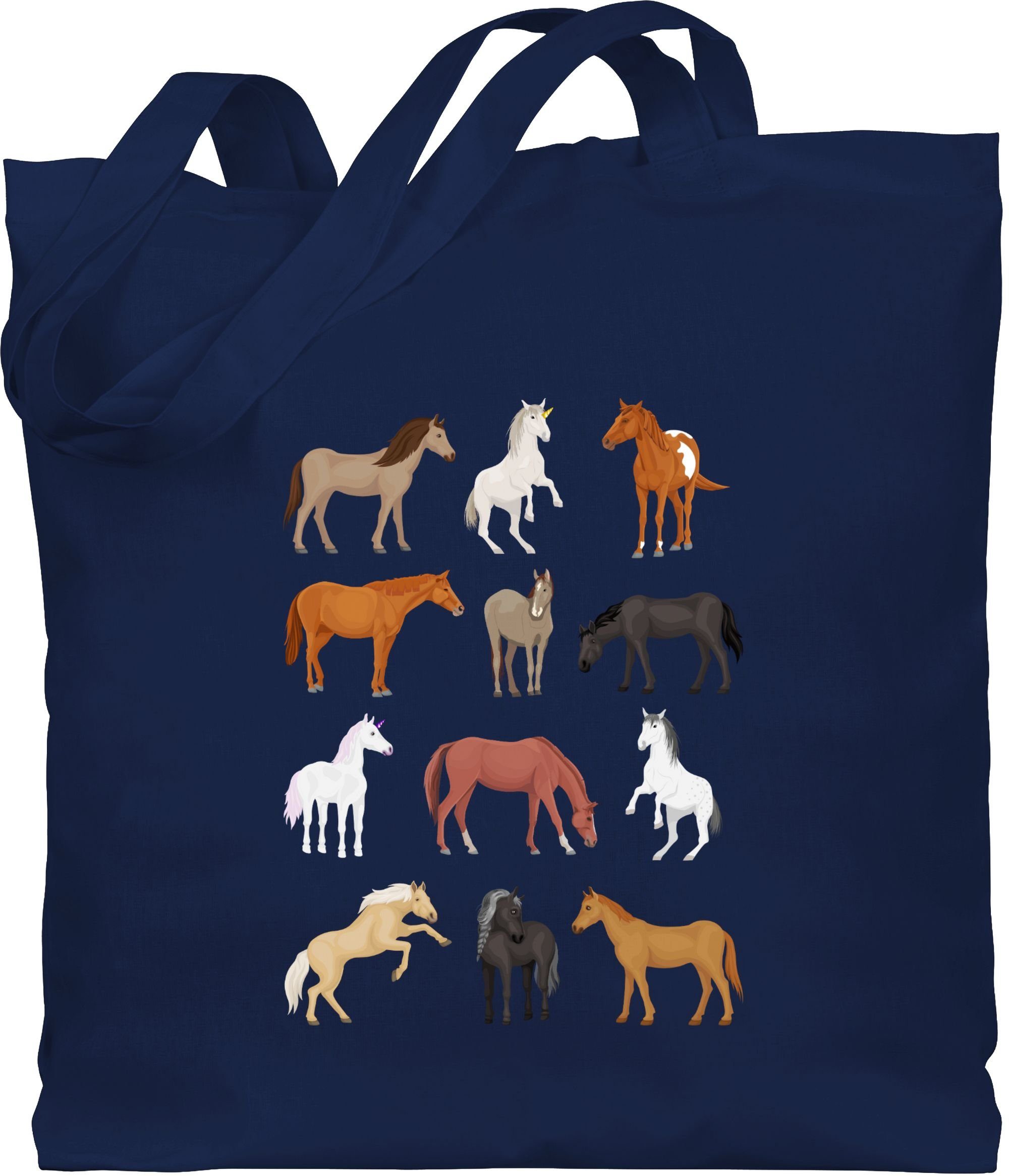 Pferde Animal Tiermotiv Print Reihe, 1 Umhängetasche Shirtracer Blau Navy