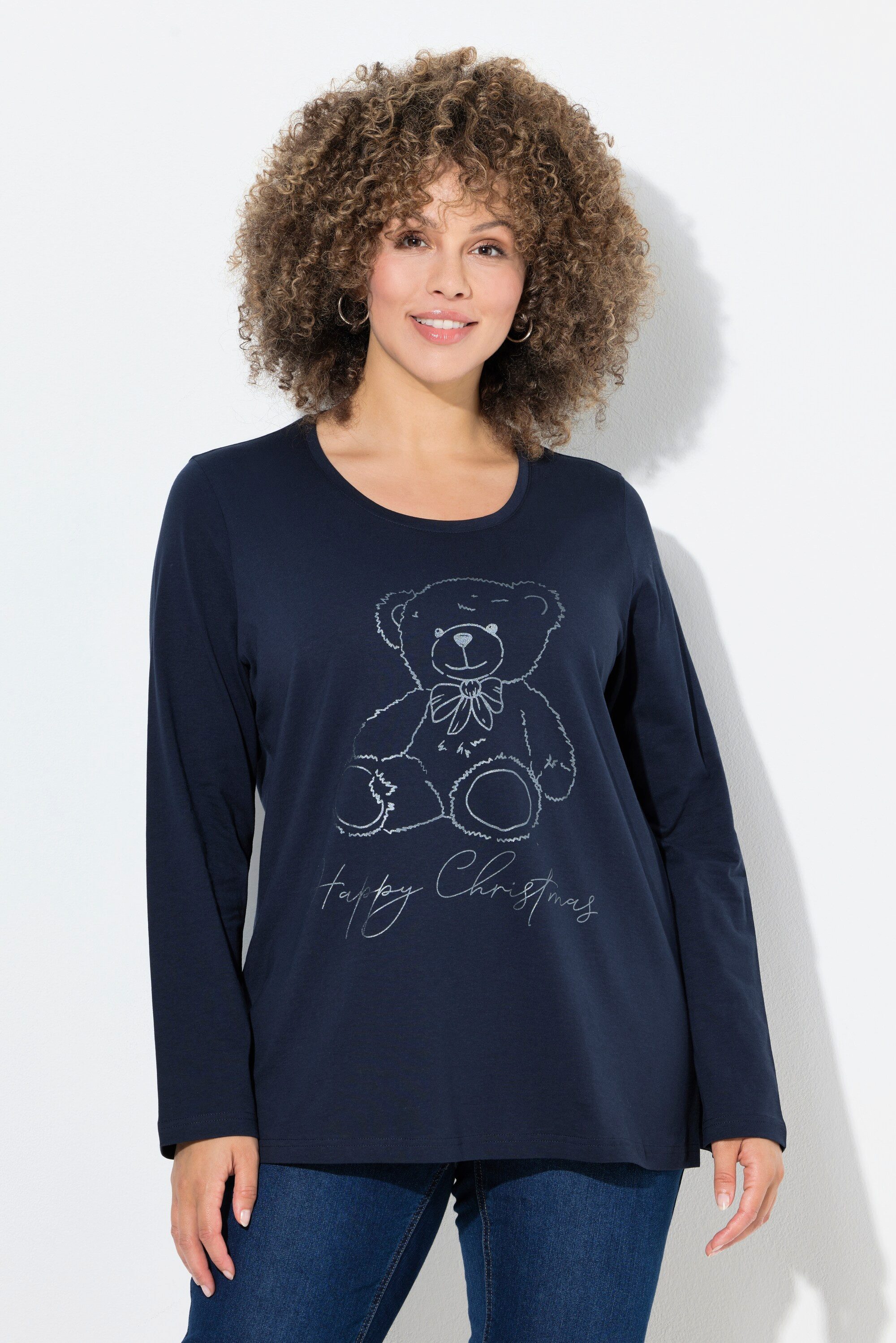 Ulla Popken Longsleeve Shirt Weihnachtsmotiv Classic günstig online kaufen