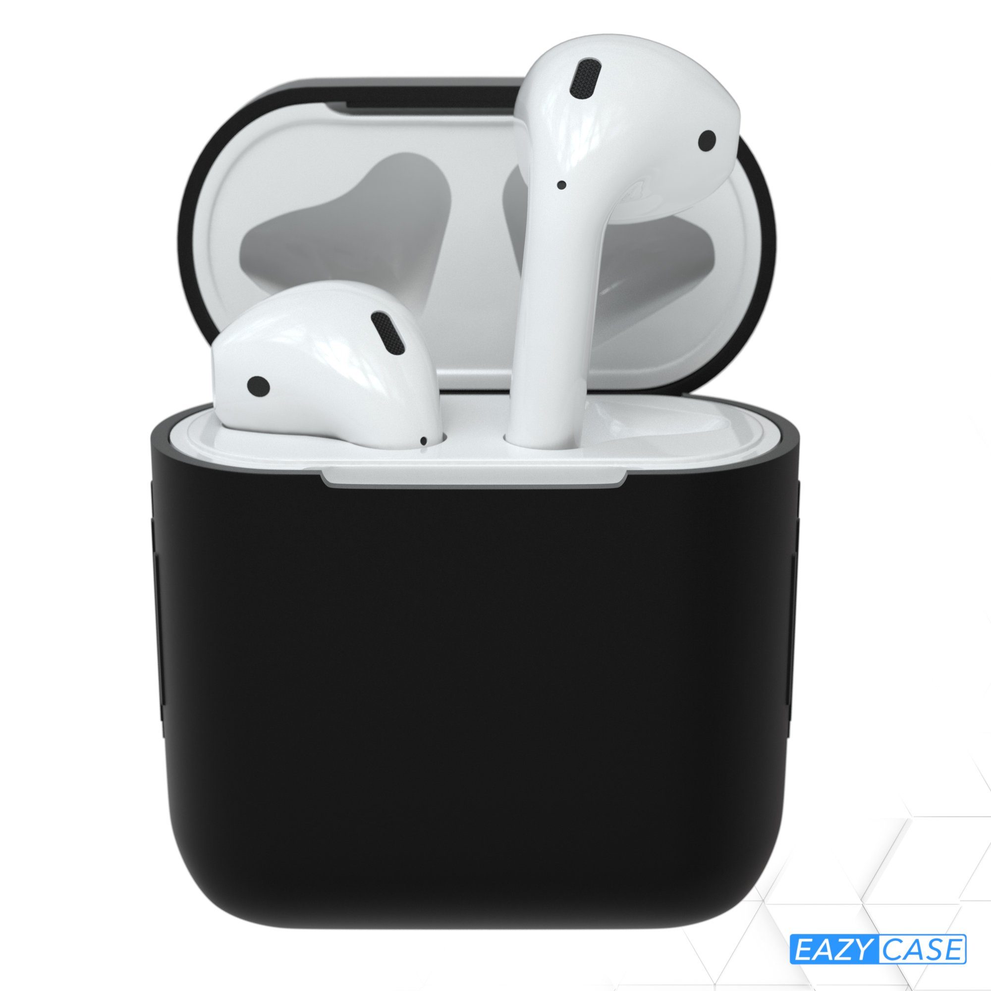 EAZY CASE Kopfhörer-Schutzhülle Silikon Hülle kompatibel mit Apple AirPods 1 & 2, Schutzhülle Stoßfest Hülle für Airpods Box Silikonhülle Cover Schwarz