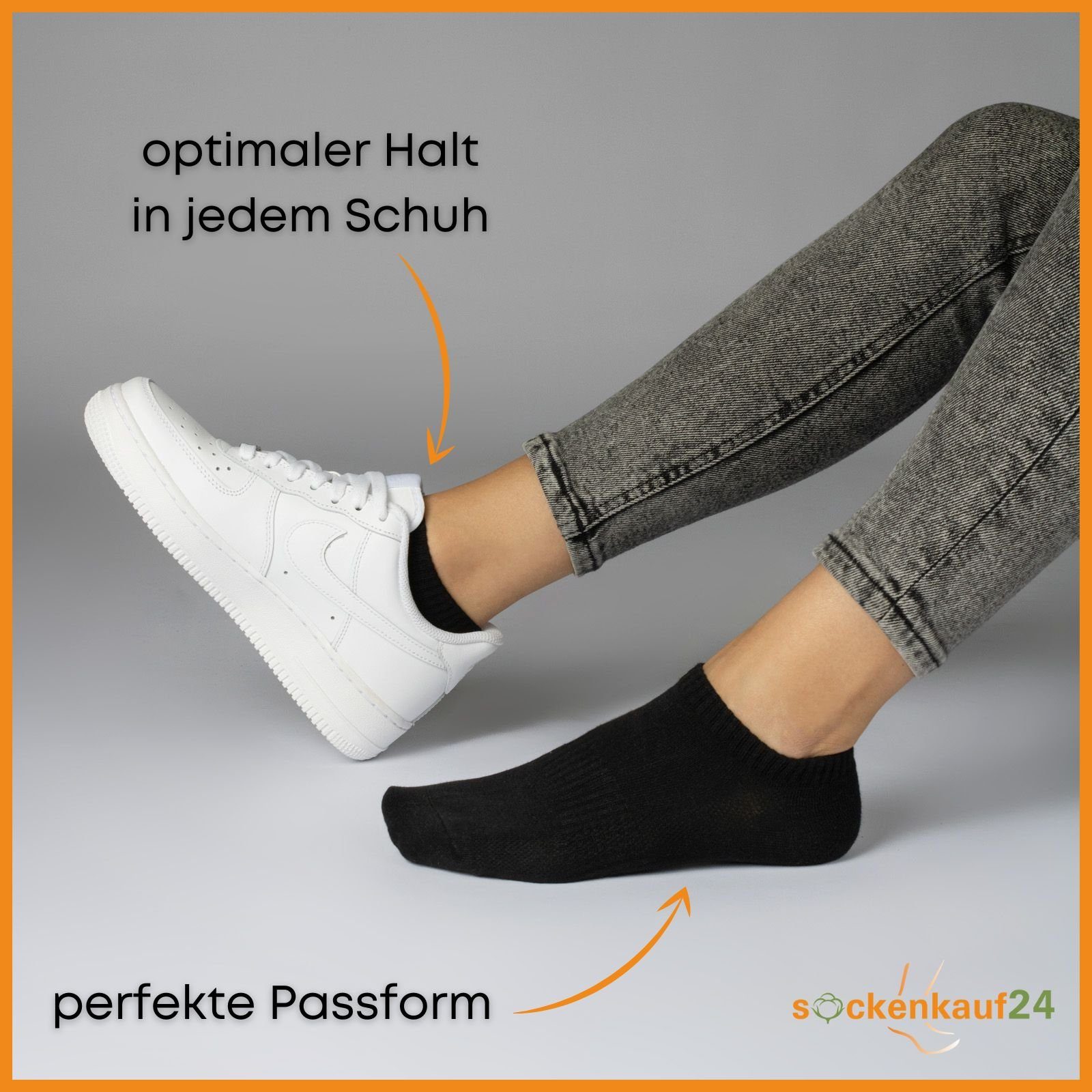 sockenkauf24 Sneakersocken 10 Paar Damen & Herren Premium Sneaker Socken mit Meshstreifen Baumwolle ohne drückende Naht WP