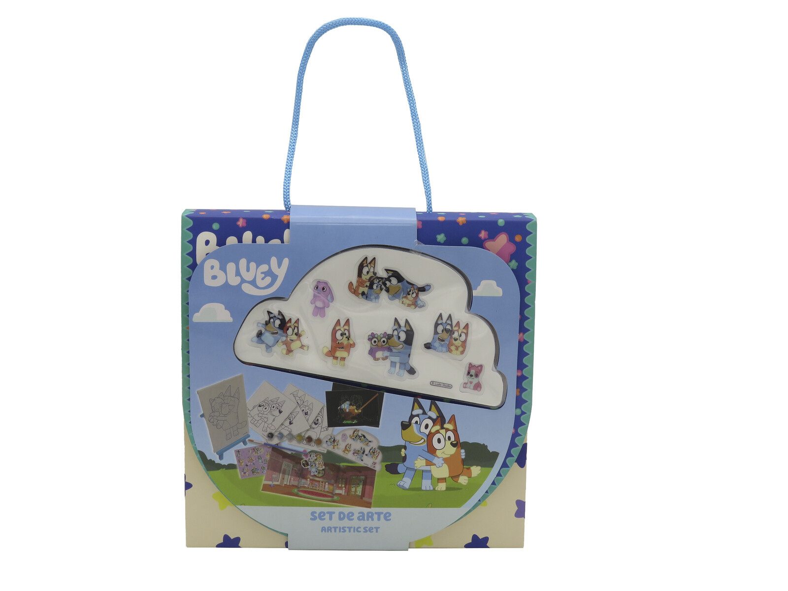 Bluey Kreativset Leinwand bemalen mit Staffelei Farben Pinsel Sticker für Kinder, (16-tlg)