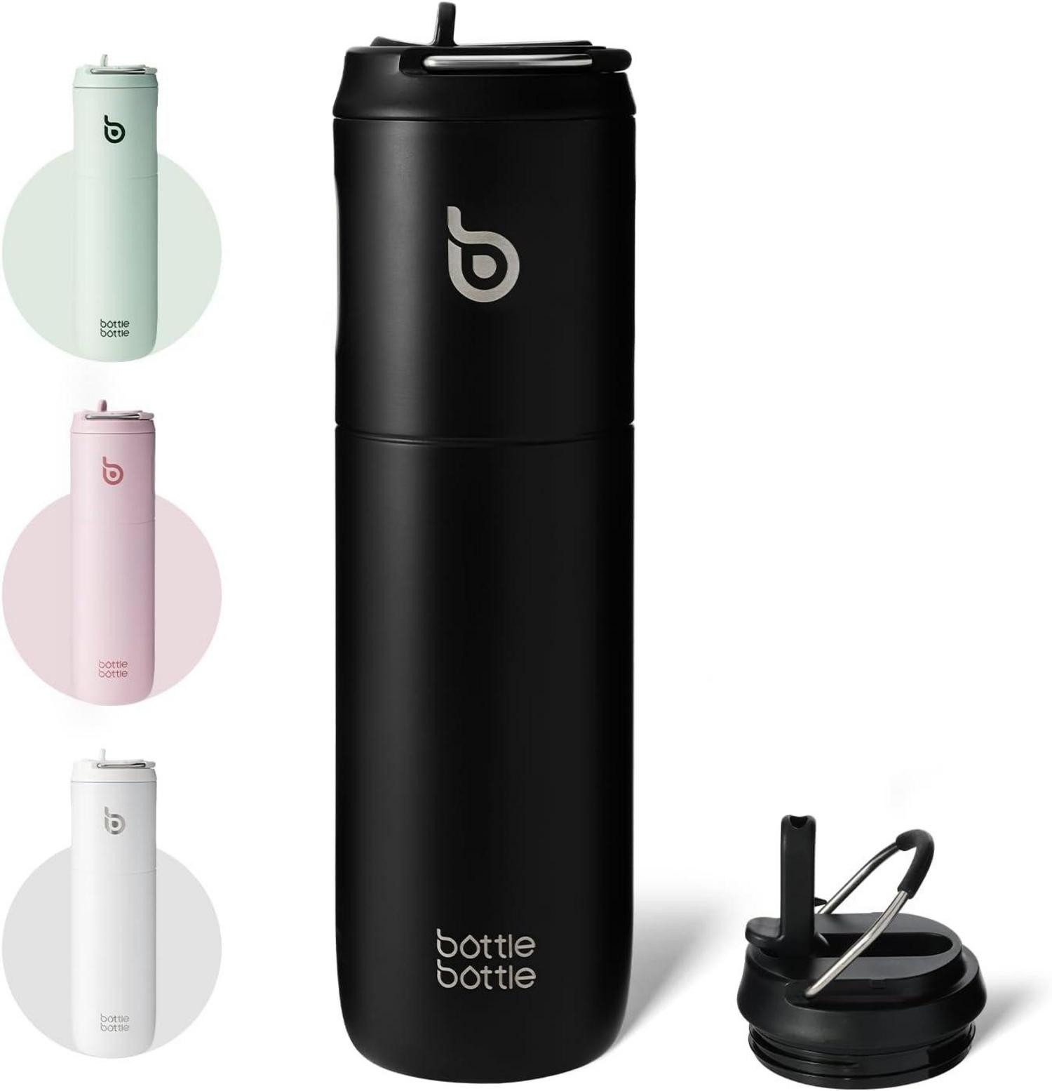 Thermobecher Isolierte Trinkflasche 680ml mit Strohhalm und Griff, doppelwandig
