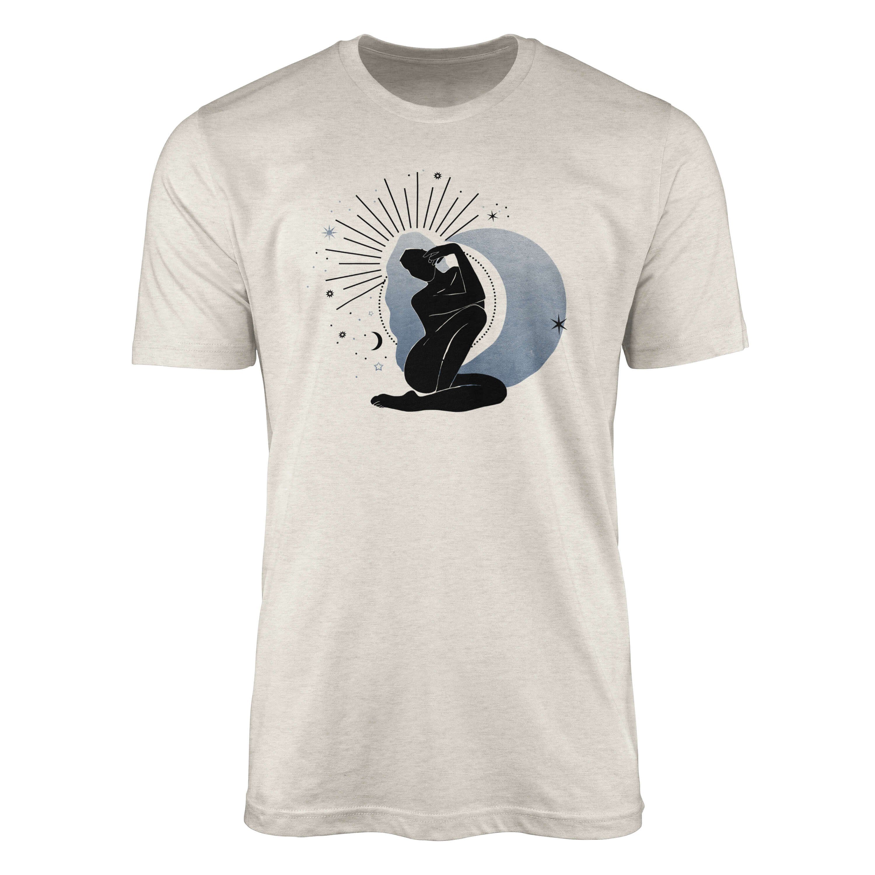Sinus Art T-Shirt Herren Shirt Astrologie gekämmte (1-tlg) Nachhaltig 100% au Motiv T-Shirt Ökomode Mondenergie Bio-Baumwolle