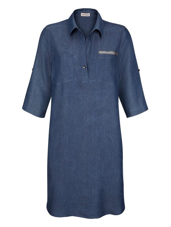 Alba Moda Kleid mit gemustertem Rückenteil in blau