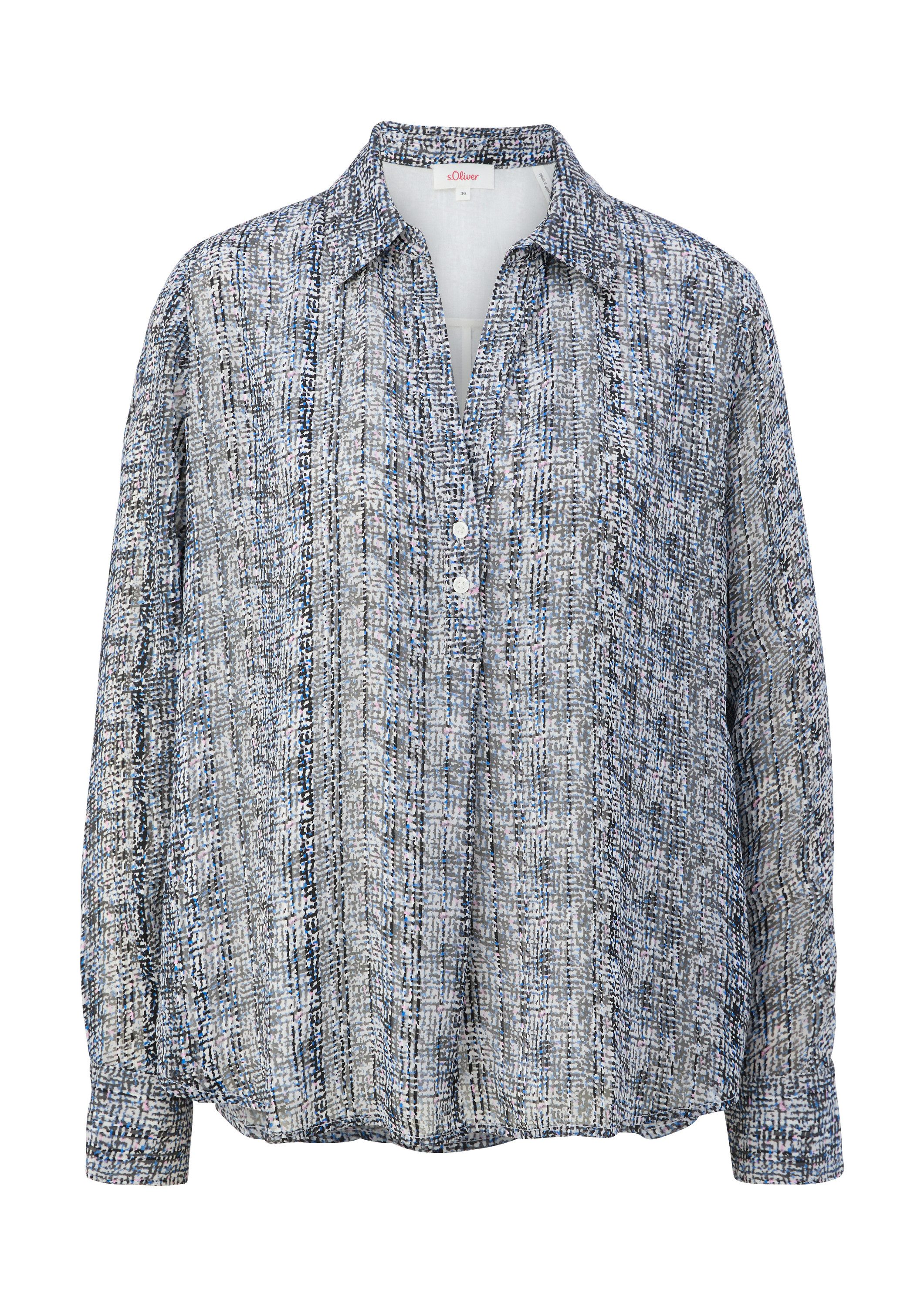 s.Oliver Langarmbluse Bluse Gemusterte Satinbluse