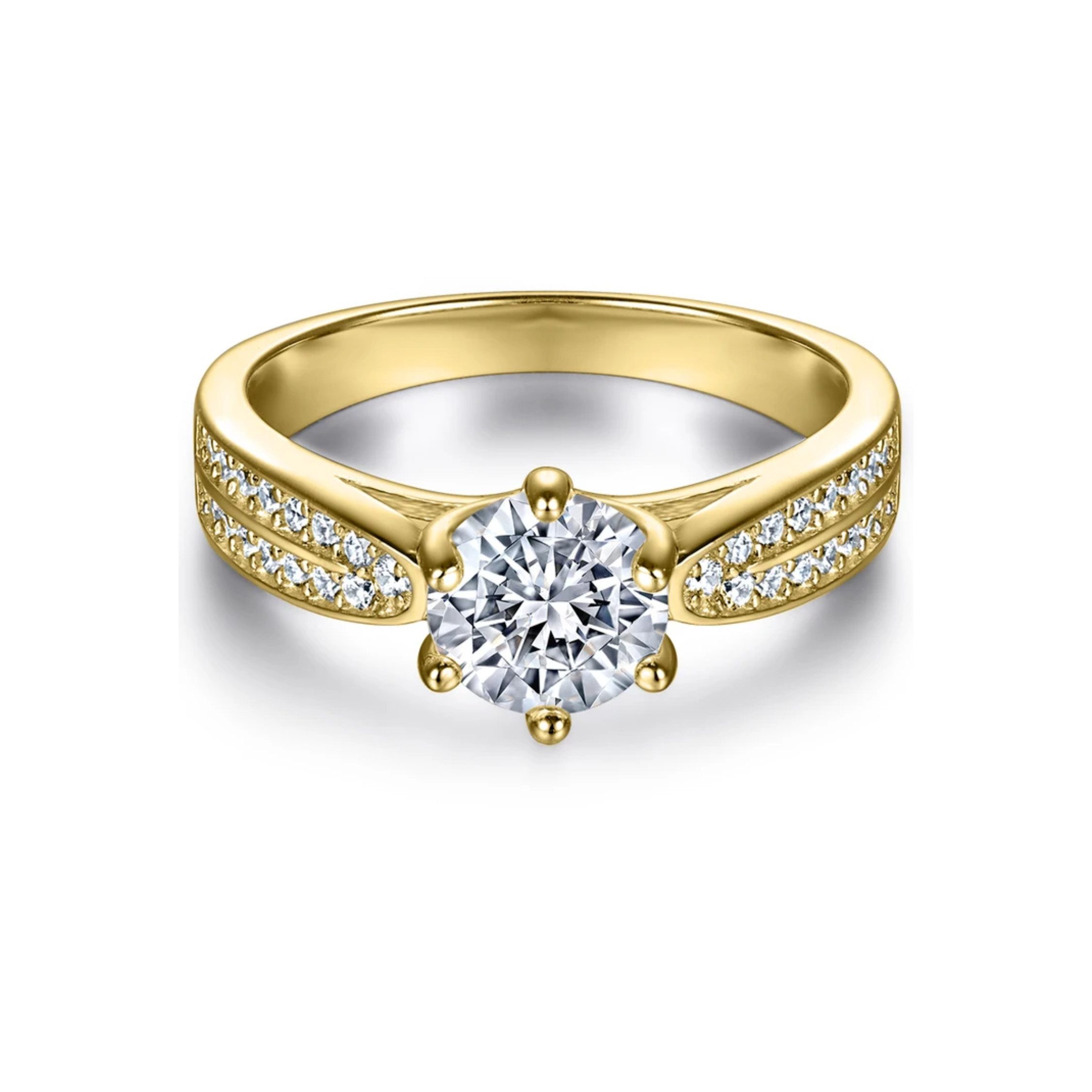 Runde Perlé Fingerring Funkelnder Moissanit Verlobungsring Damen 1Ct, 6,5mm günstig online kaufen