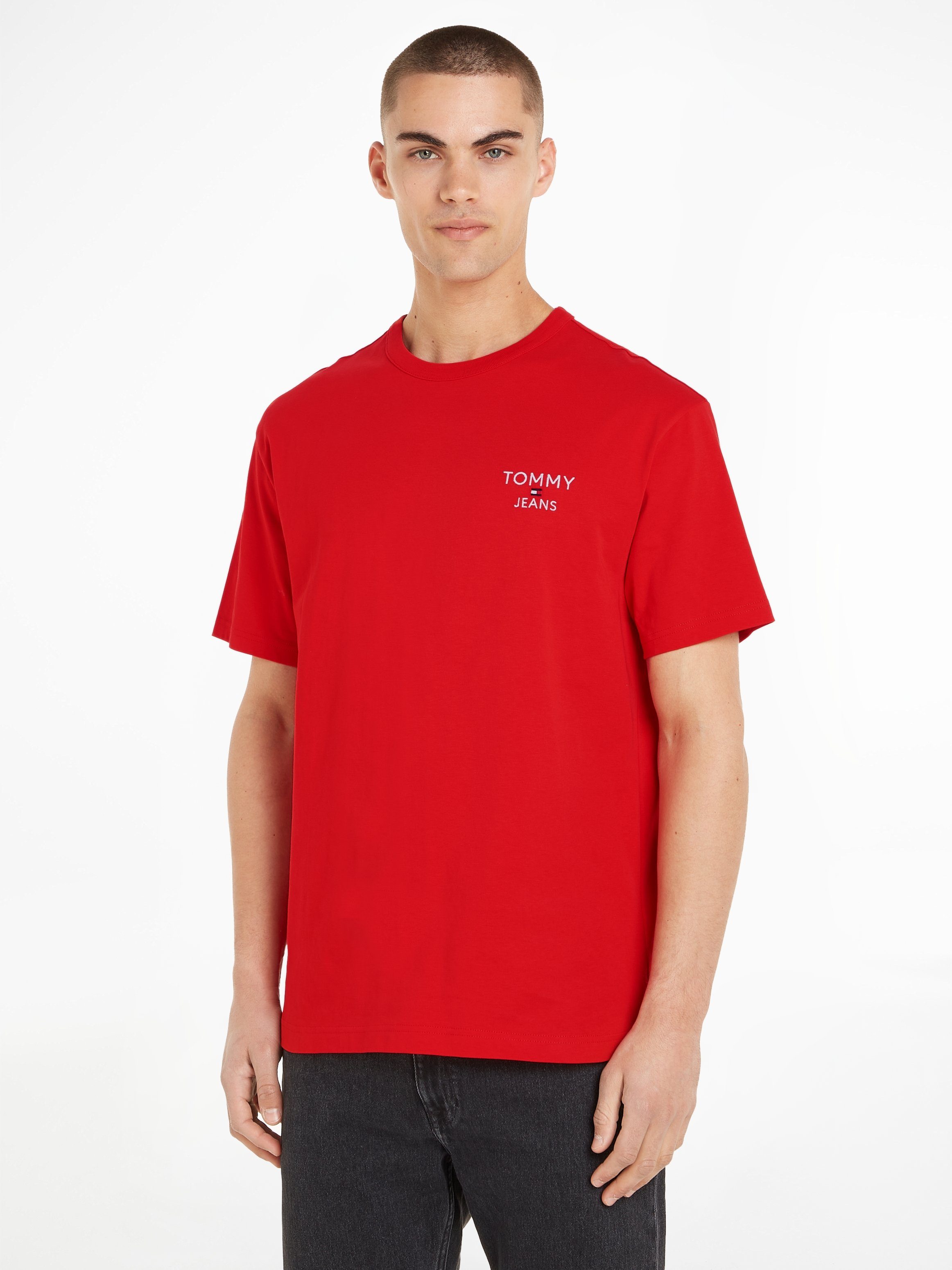 Tommy Jeans T-Shirt TJM REG CORP TEE EXT mit Tommy Jeans Stickerei Deep Crimson