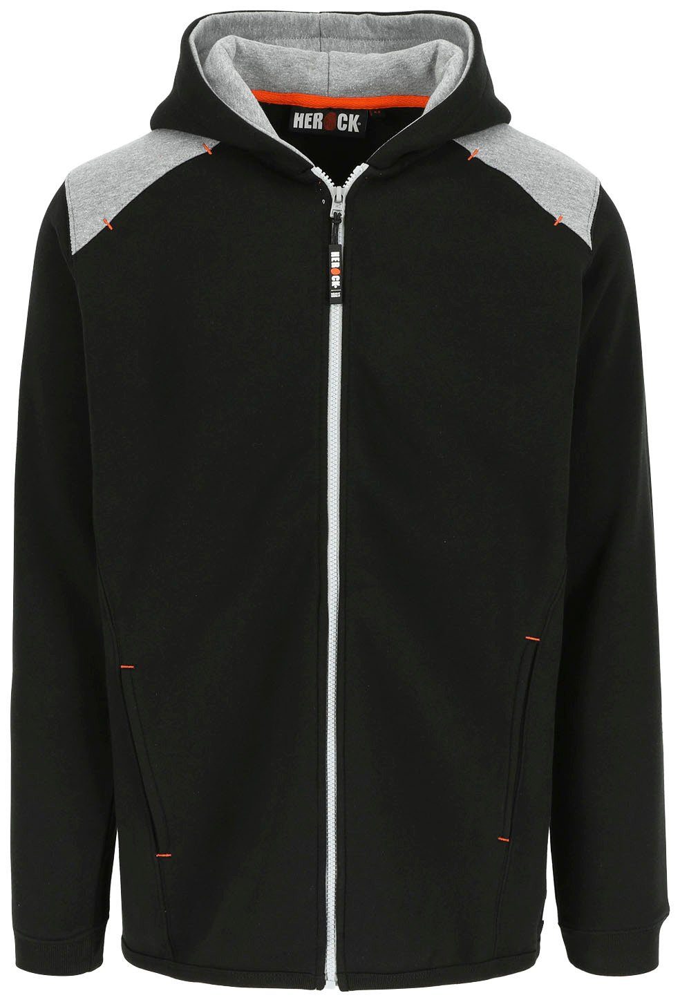 Herock Kapuzenpullover Juno Sweater mit Kapuze Angenehme Jacke mit langem Rückenteil und langem Reißverschluss schwarz