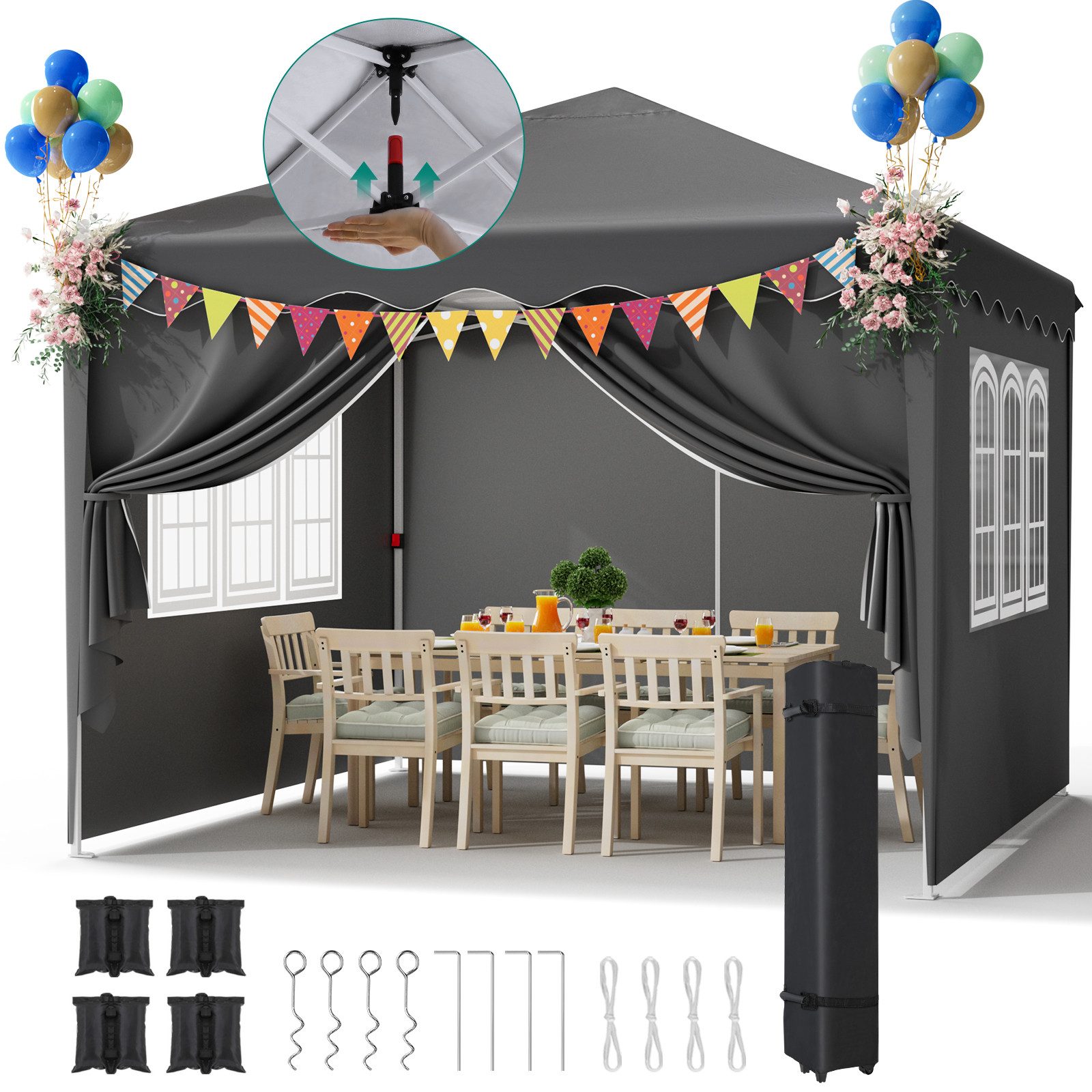 TLGREEN Faltpavillon Pop up Pavillon 3x3, günstig online kaufen