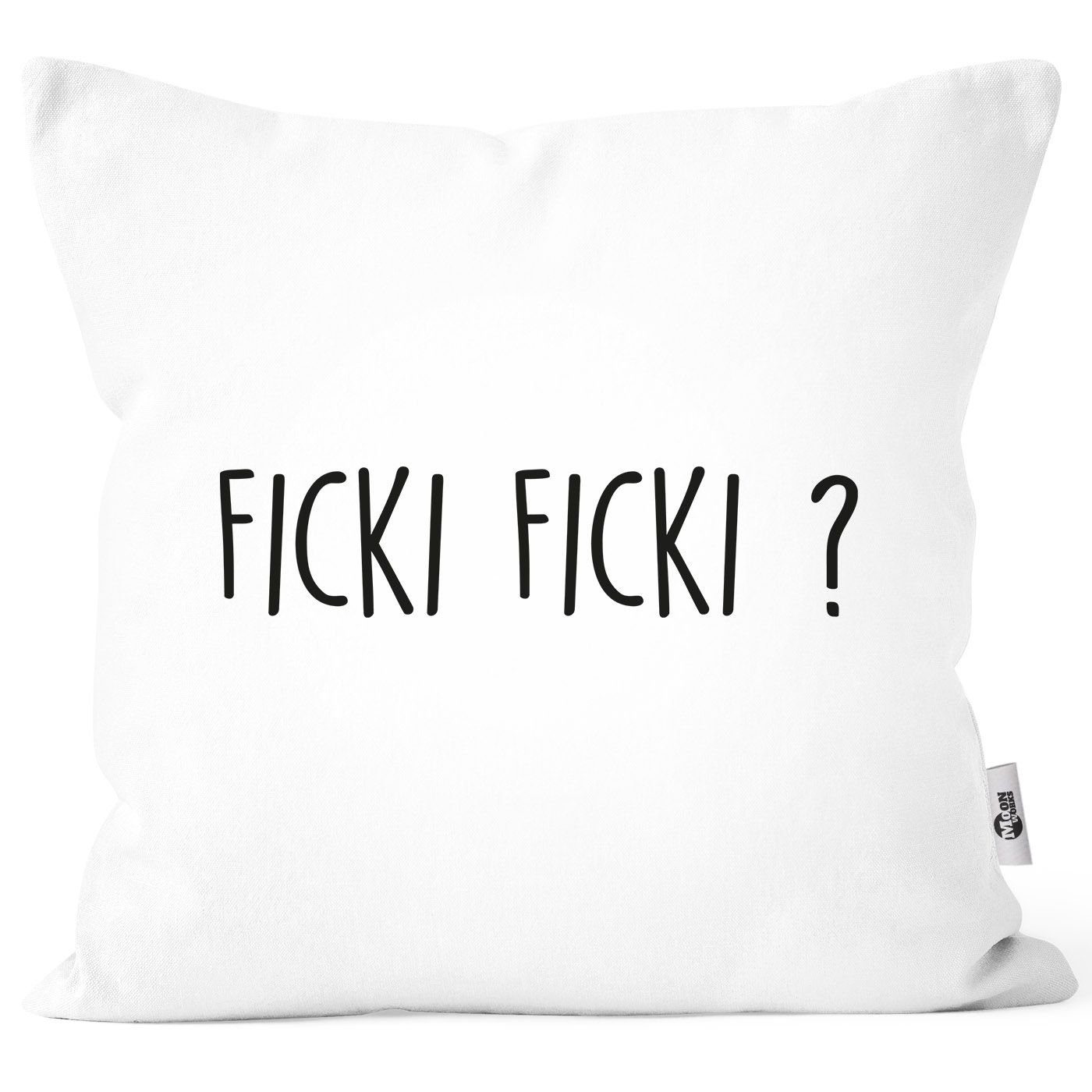 MoonWorks Dekokissen (Kissen) Kissen-Bezug mit Spruch Ficki Ficki? Motiv lustig Ironie Geschenk für Partner Kissen-Hülle Deko-Kissen Baumwolle MoonWorks®