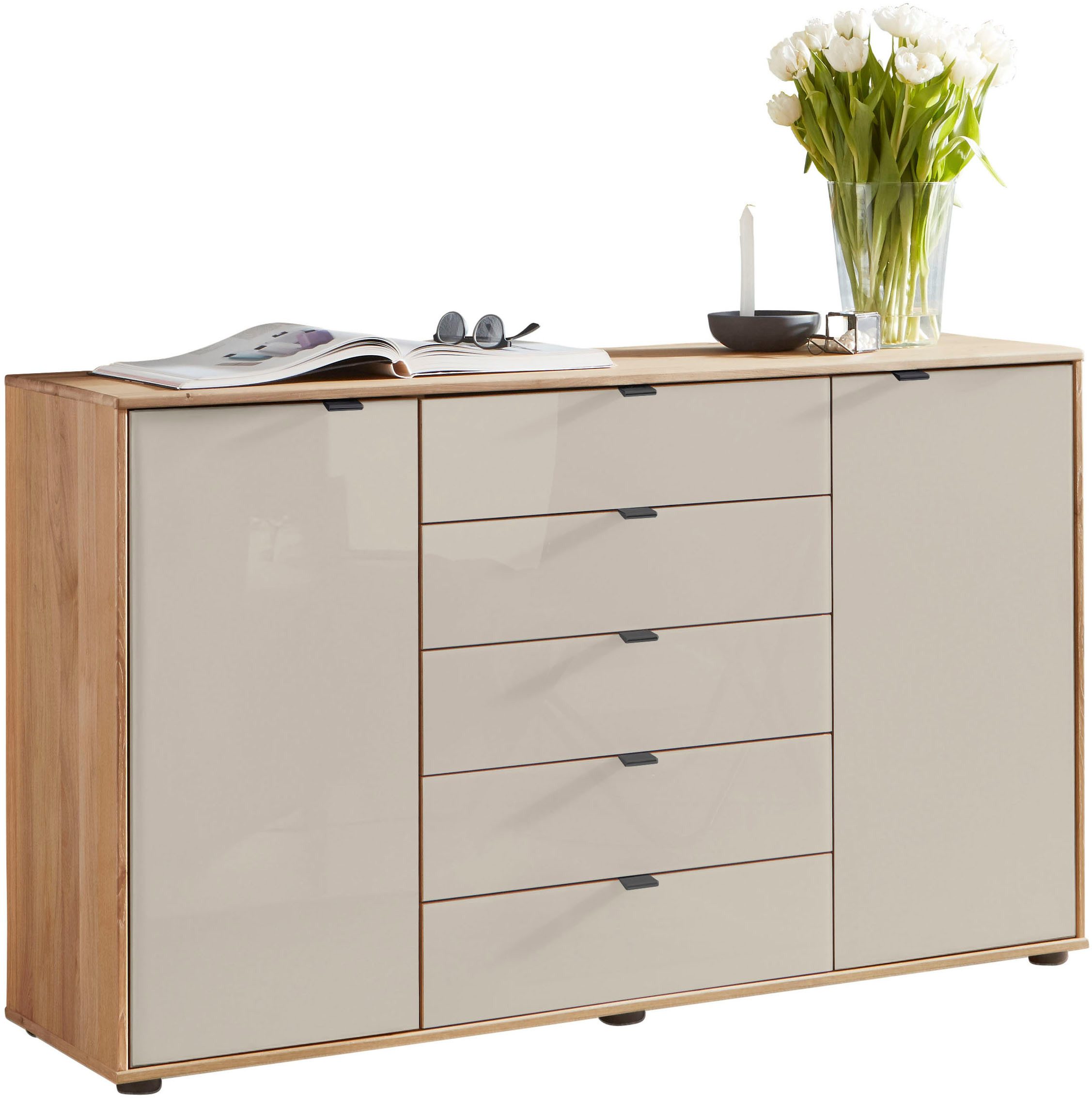WIEMANN Kombikommode Cardiff Sideboard, Wäscheschrank, teilmassiv Erle, mit Schubladen (Kommode 141x86x43 cm, braun, mit Dämpfung, MADE IN GERMANY), verschiedenen Ausführungen, inklusive Einlegeboden