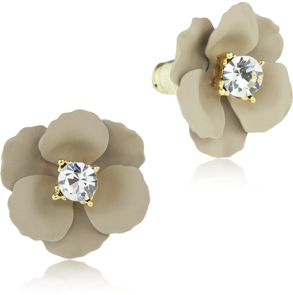 LUISIA® Paar Ohrstecker Ohrringe "Nelia" mit Blumen (2-tlg., inkl. Schmuckbox), 16 Karat vergoldet