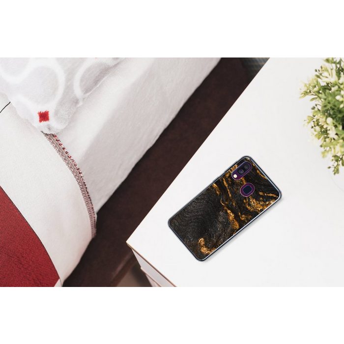 MuchoWow Handyhülle Marmor - Limette - Schwarz - Gold - Marmoroptik - Luxus Handyhülle Samsung Galaxy A40 Smartphone-Bumper Print Handy NZ12053