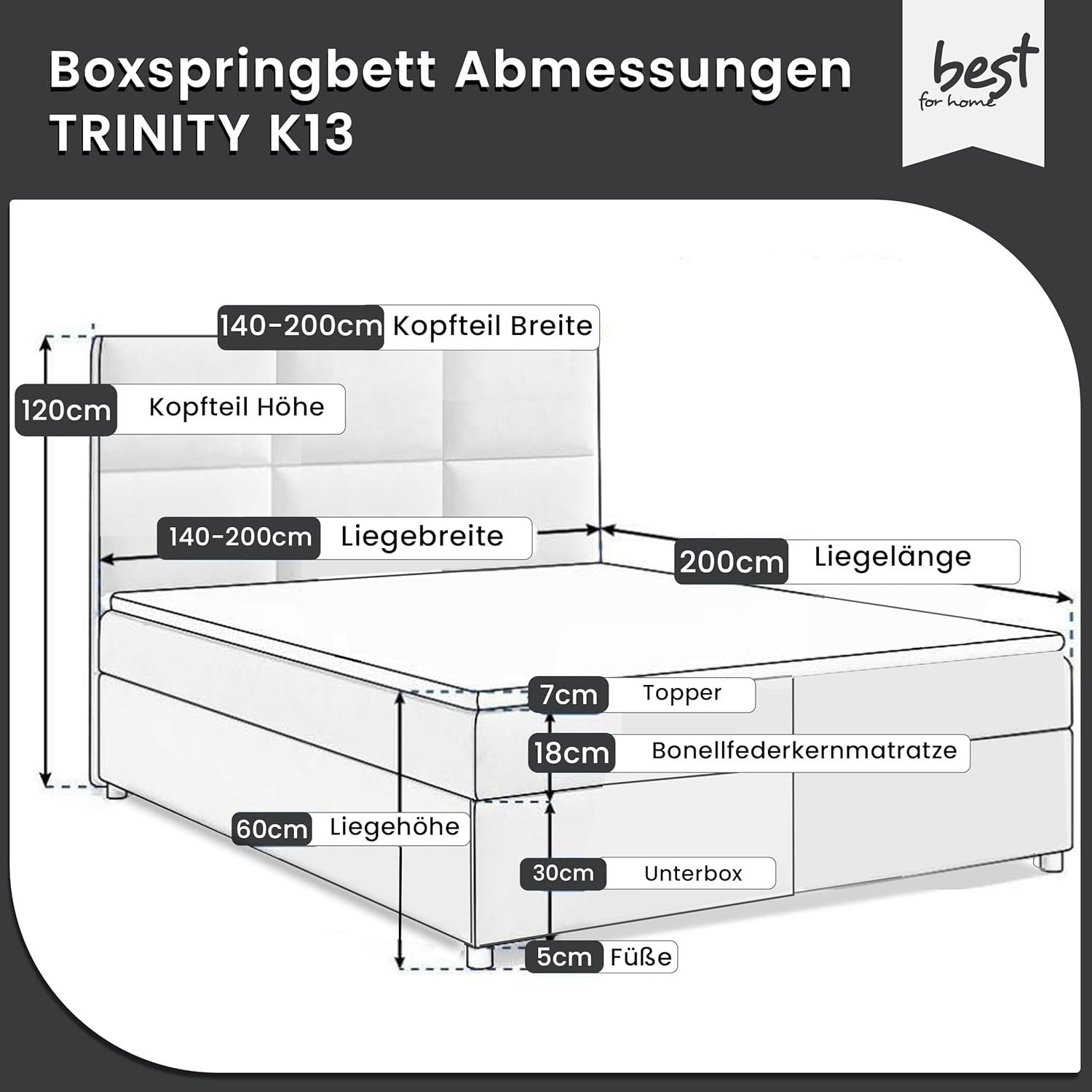 Best for Home Boxspringbett mit Bettkasten Trinity K-13 Bonellfederkern ink günstig online kaufen