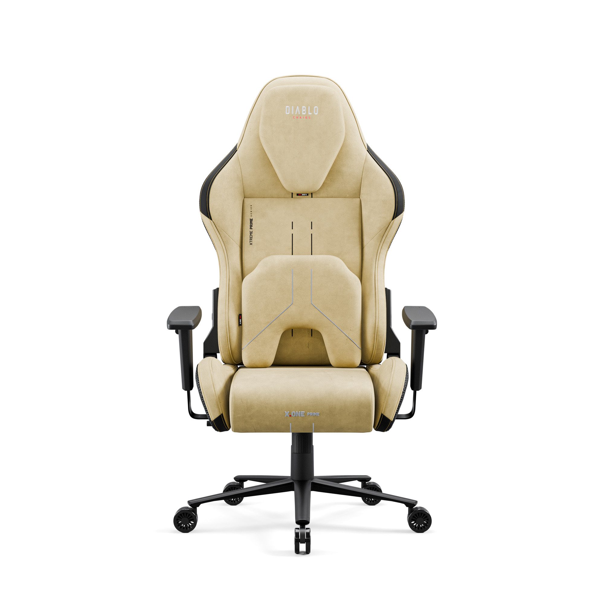 DIABLO CHAIRS Gaming-Stuhl X.One Prime Stoff ergonomisch Metallbasis 140kg CoolComfort (Magnetische Kopfstütze, Höhenverstellbare Armlehnen, Kühlender Sitz), Kopfstütze Lendenkissen CoolComfort Räder Stoff