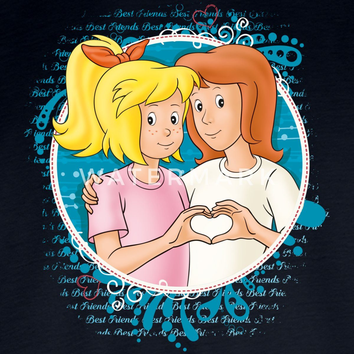 Spreadshirt T-Shirt Bibi Und Tina Zeichen Der Freundschaft Herz Kinder Premium Langarmshir (1-tlg)