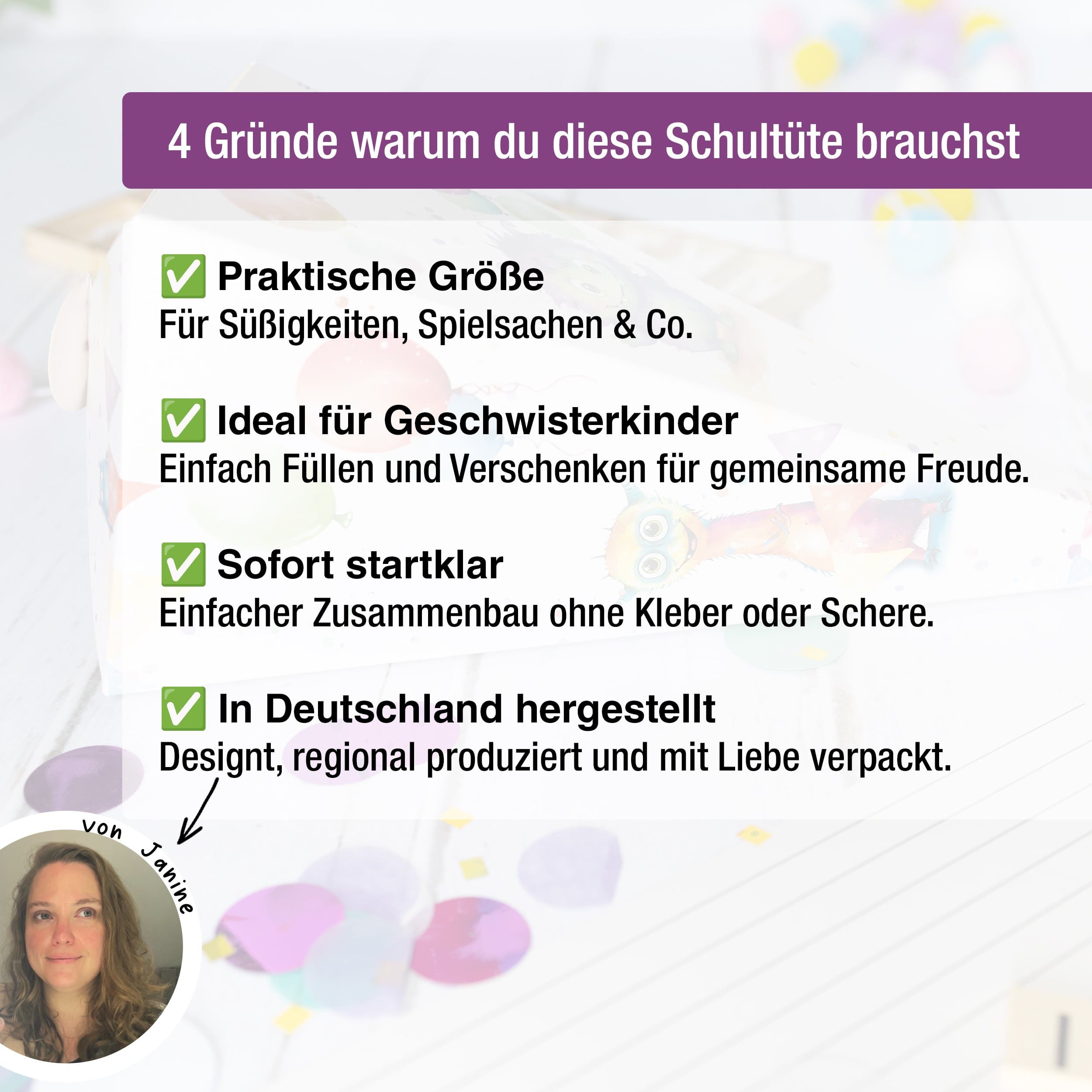 TOBJA Schultüte Kleine Geschwister Schultüte Monster Geschenk, Zuckertüte Jungen oder Mädchen Schulanfang