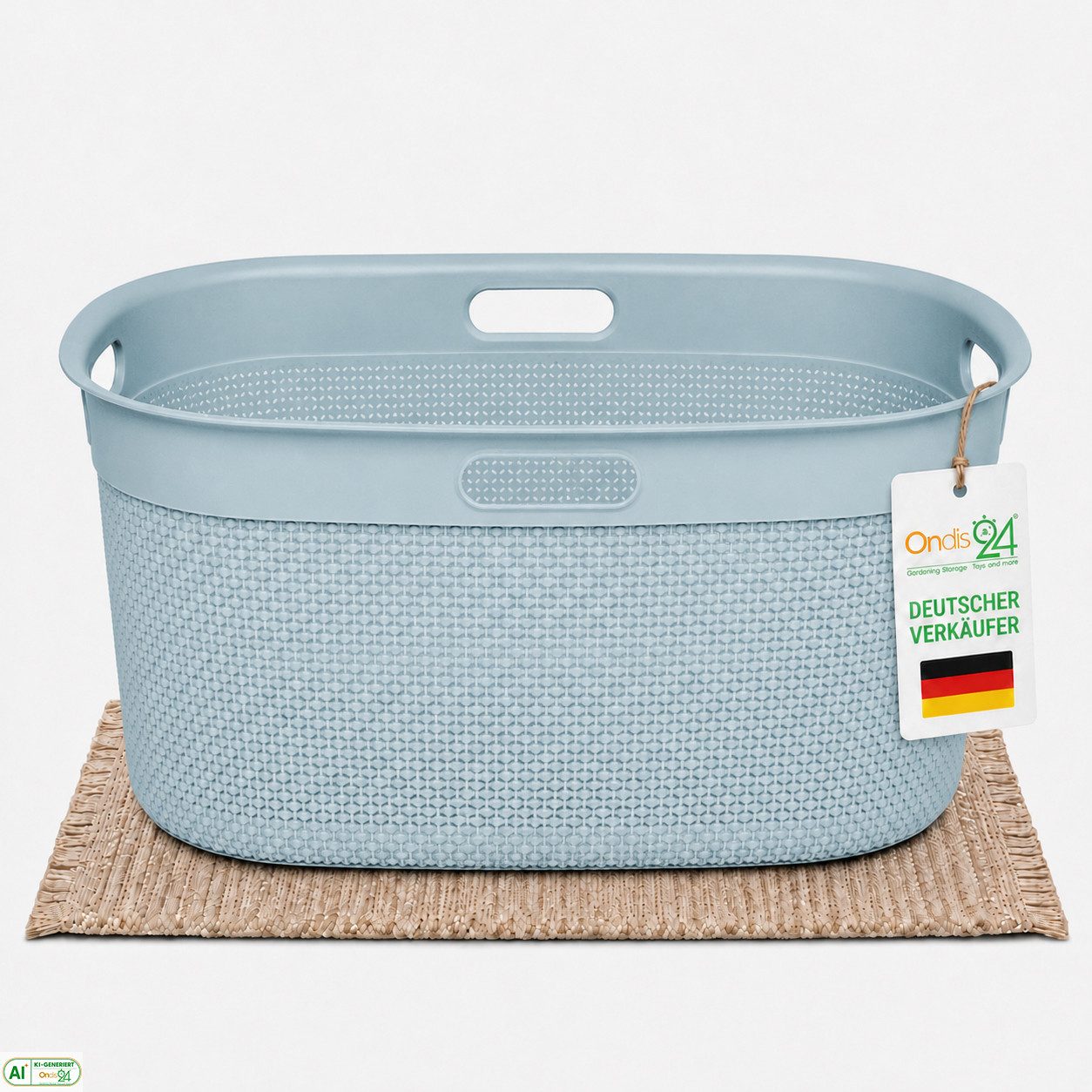 ONDIS24 Wäschekorb Tragekorb Filo 45 L, hochwertiger, geruchsneutraler Kunststoff, 45 L, belüftet und nestbar