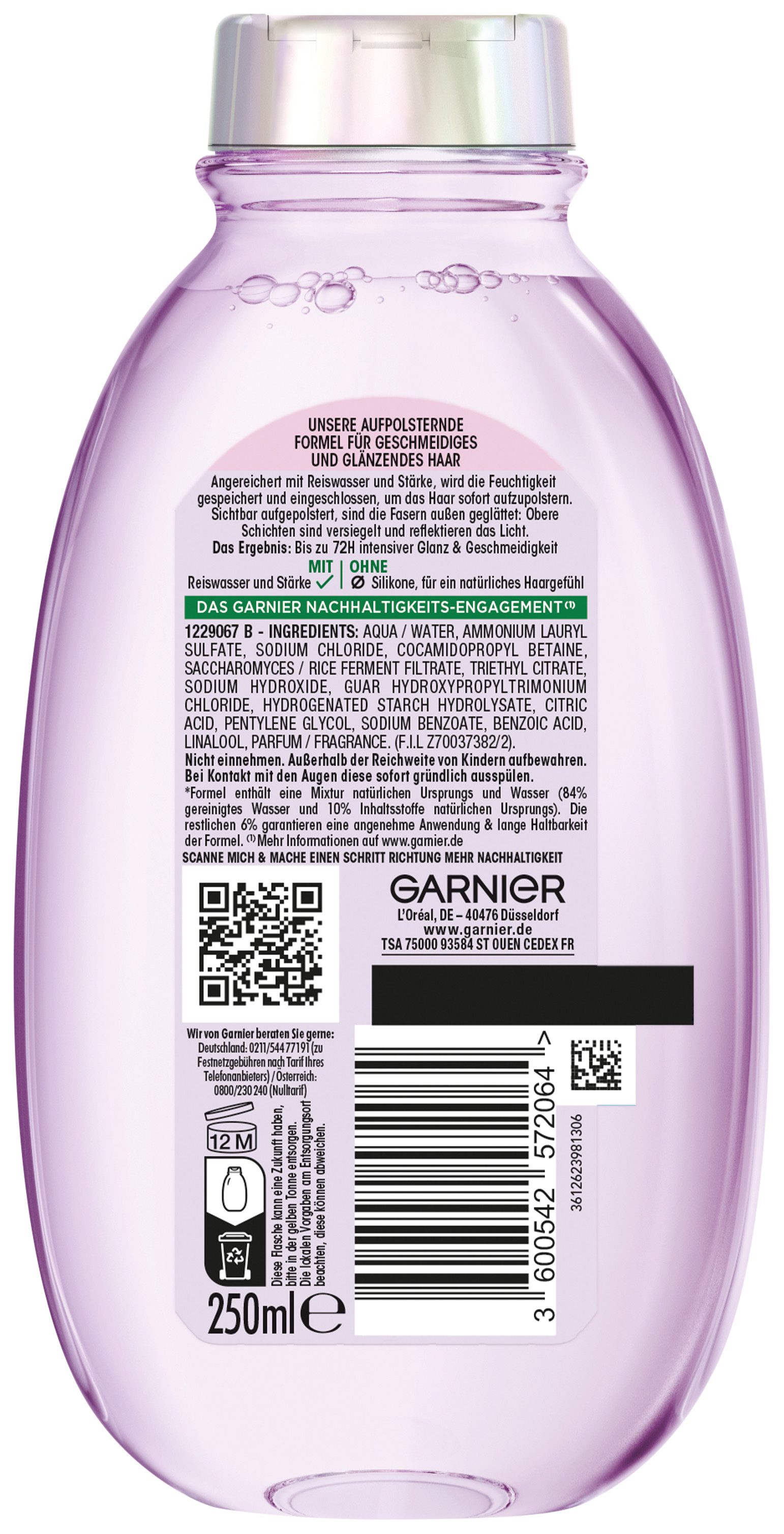 GARNIER Haarshampoo Garnier Wahre Schätze Reiswasser Ritual Shampoo (6er Packung), Packung, 6-tlg.