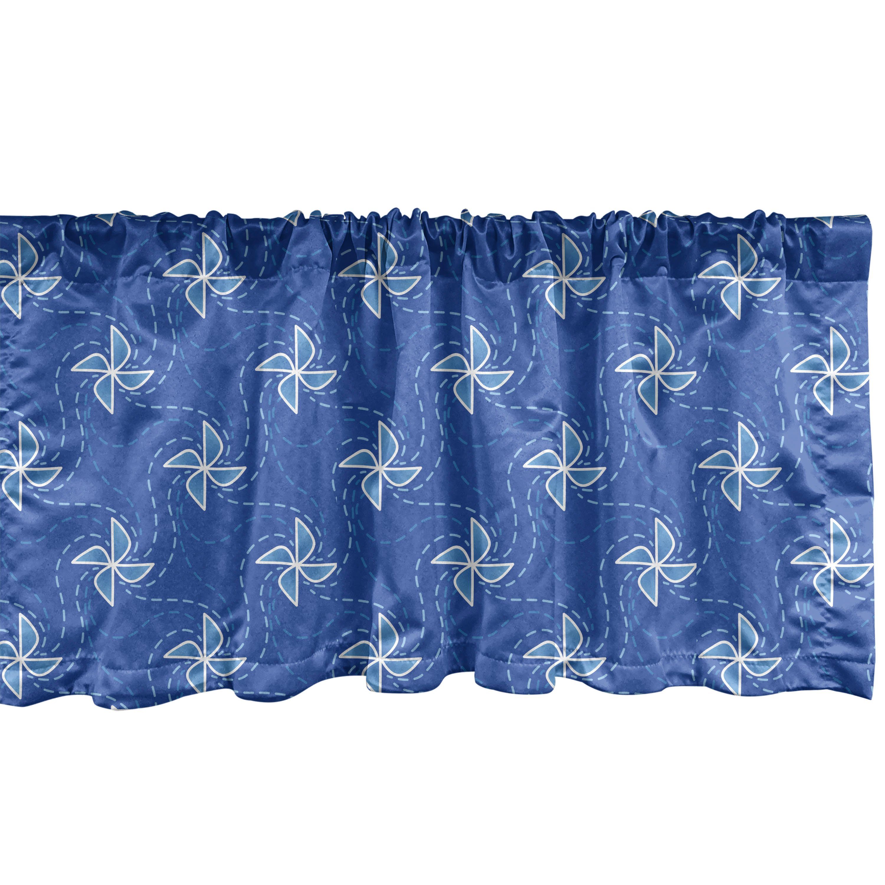 Scheibengardine Vorhang Volant für Microfaser, Küche Stangentasche, mit Abakuhaus, Pinwheel Blau-Energie-Muster Schlafzimmer Dekor