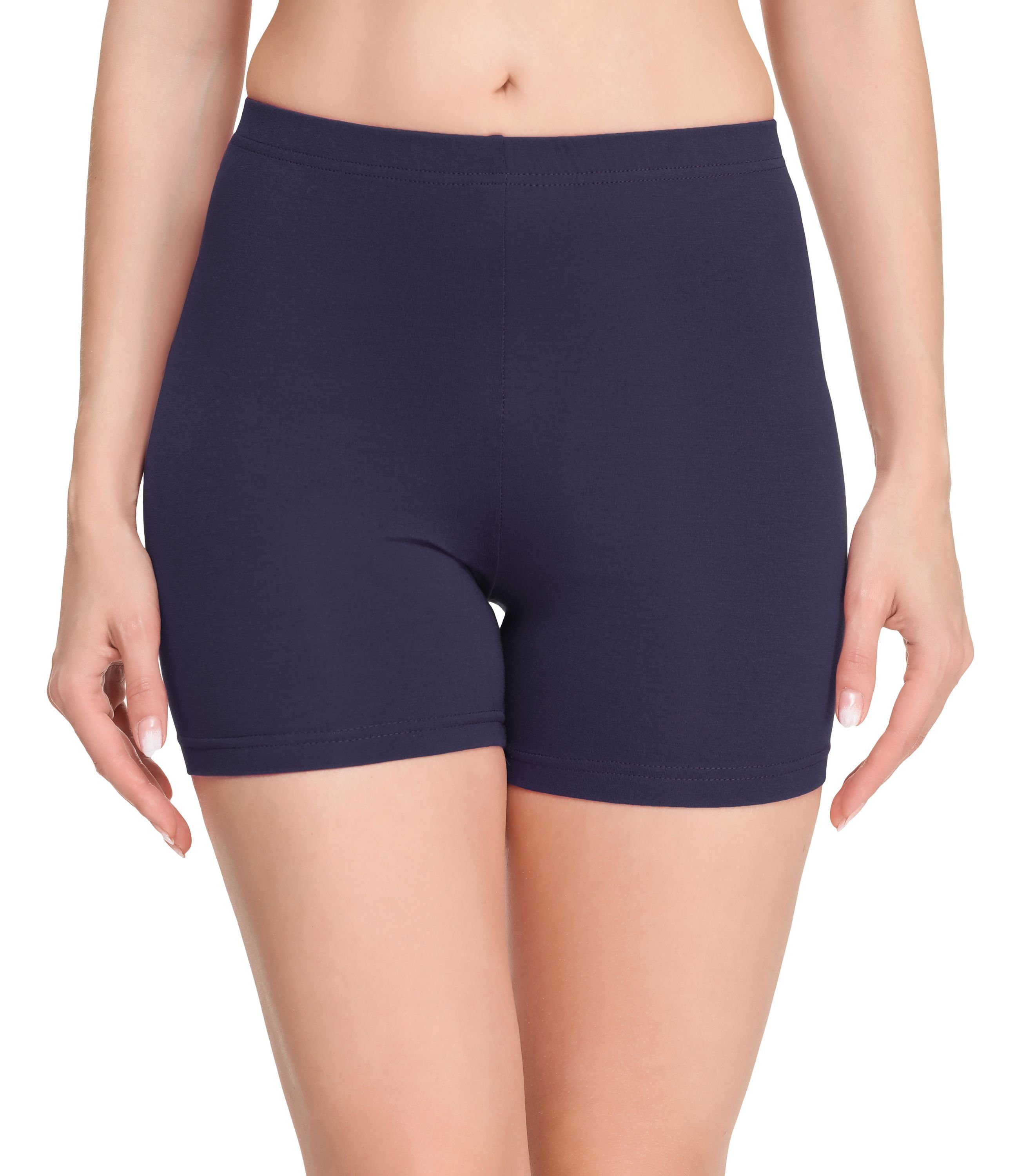 Damen Style (1-tlg) Unterhose MS10-392 Bund Boxershorts Merry Leggings elastischer Marineblau Hotpants Radlerhose Shorts