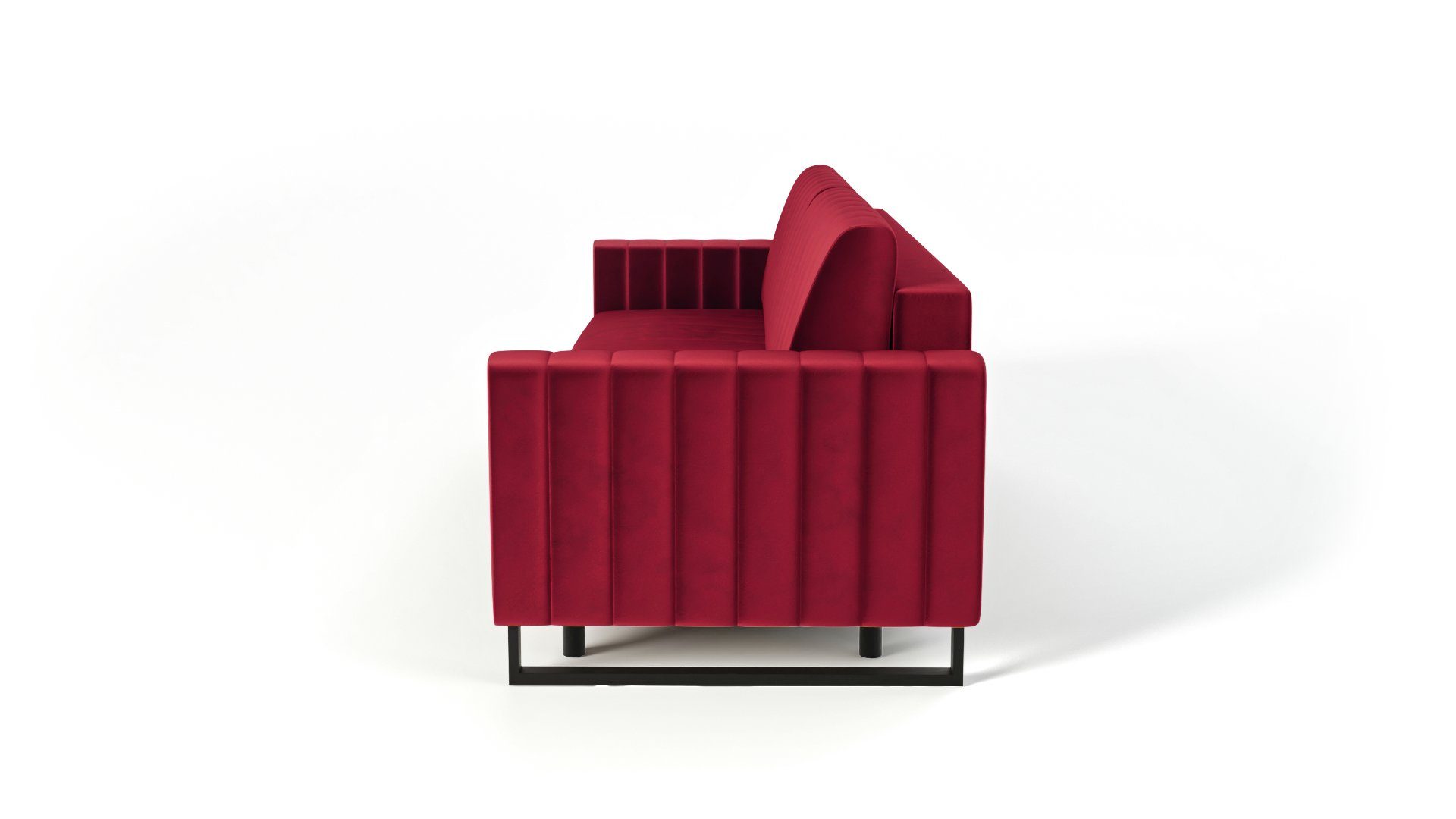 3-Sitzer 3 Schlaffunktion - - Sofa Mono Sofa 3-Sitzer modernes Sofa Dreisitzer mit Elegantes - Bettzeugbehälter Siblo Rot