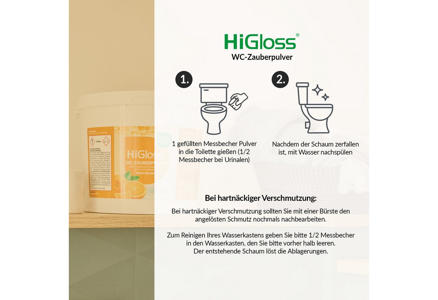 Thumbnail - HiGloss "WC Zauberpulver" WC-Reiniger (1-St. 5 Kg Toiletten-Reinigungspulver, WC Schaum mit Schmutzfindertechnologie)