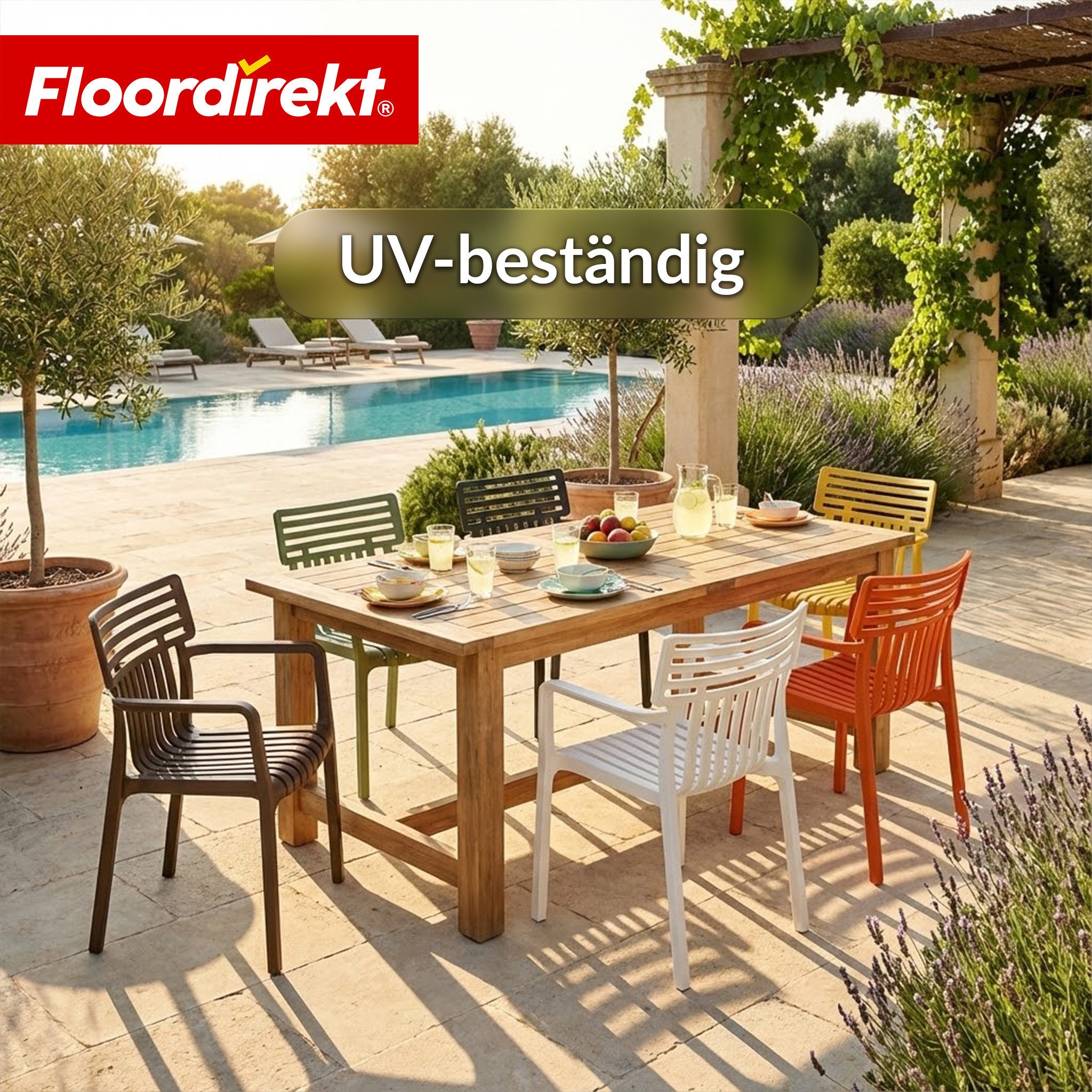 Floordirekt Gartenstuhl Designstuhl Terrano stapelbar aus Kunststoff wetterfest UV-beständig (1 Stuhl oder 6-er Set), verschiedene Farben – Bild 4 von 5