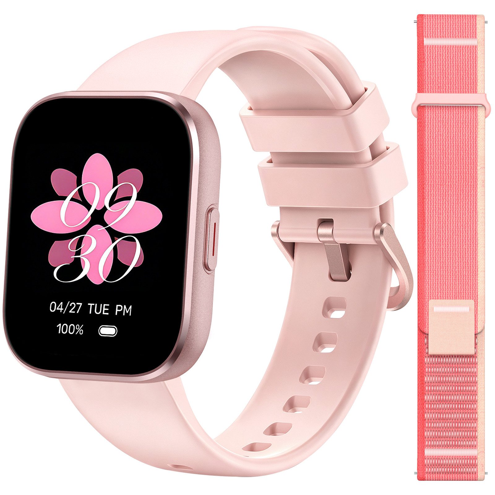 Sytifro Smartwatch Damen Herren, Fitnessuhr mit Diamantgeschliffenes Design Smartwatch (Full Touch Square Fine Sportuhr Damen cm)