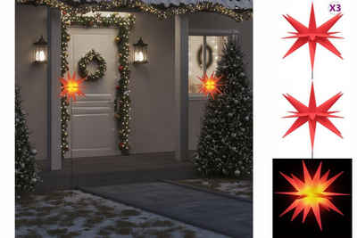 vidaXL Dekolicht Weihnachtssterne 3 Stk mit Erdspießen LEDs Faltbar Rot 57 cm Außenbere