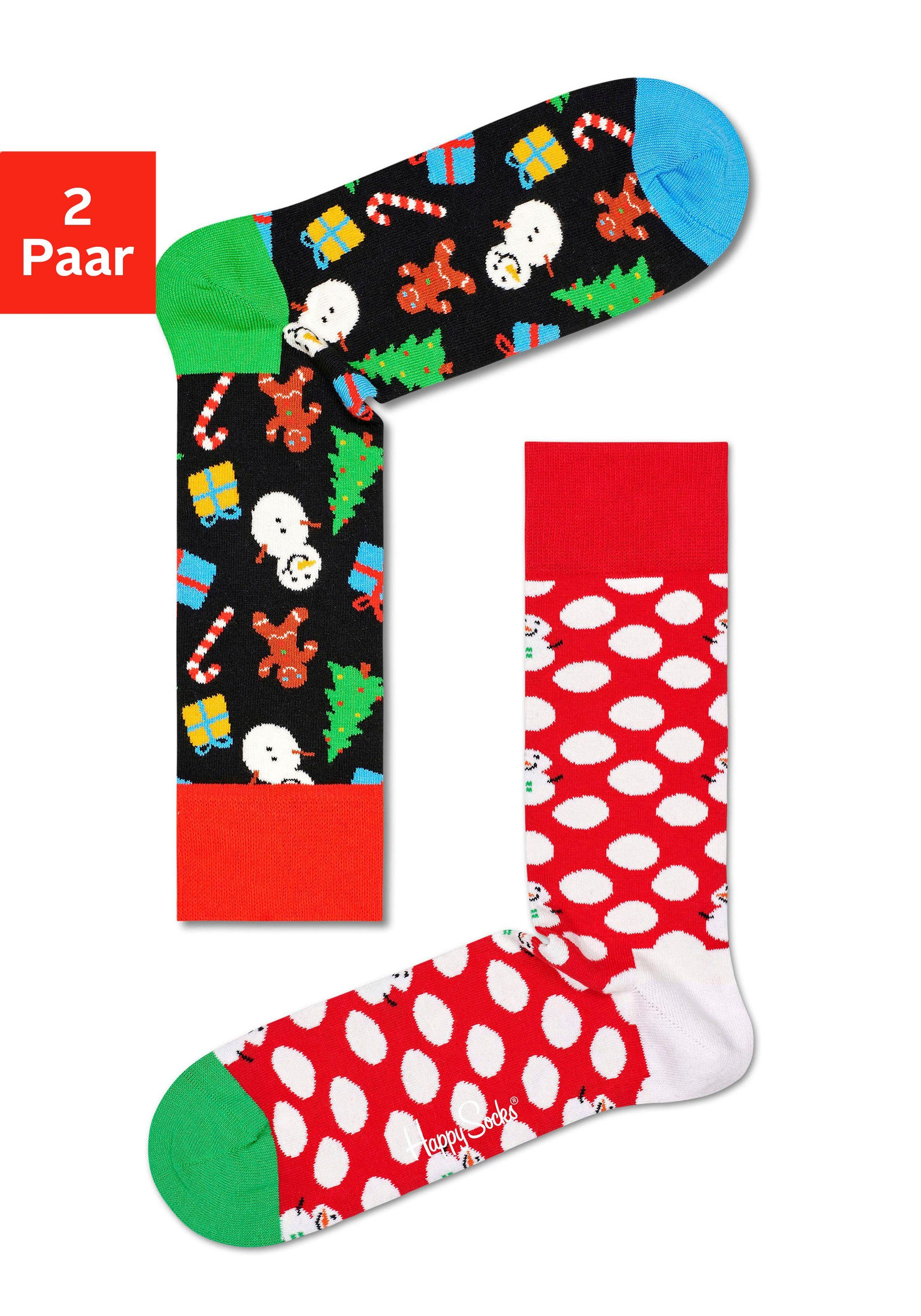 Happy Socks Socken (2-Paar) mit winterlich-weihnachtlichen Motiven