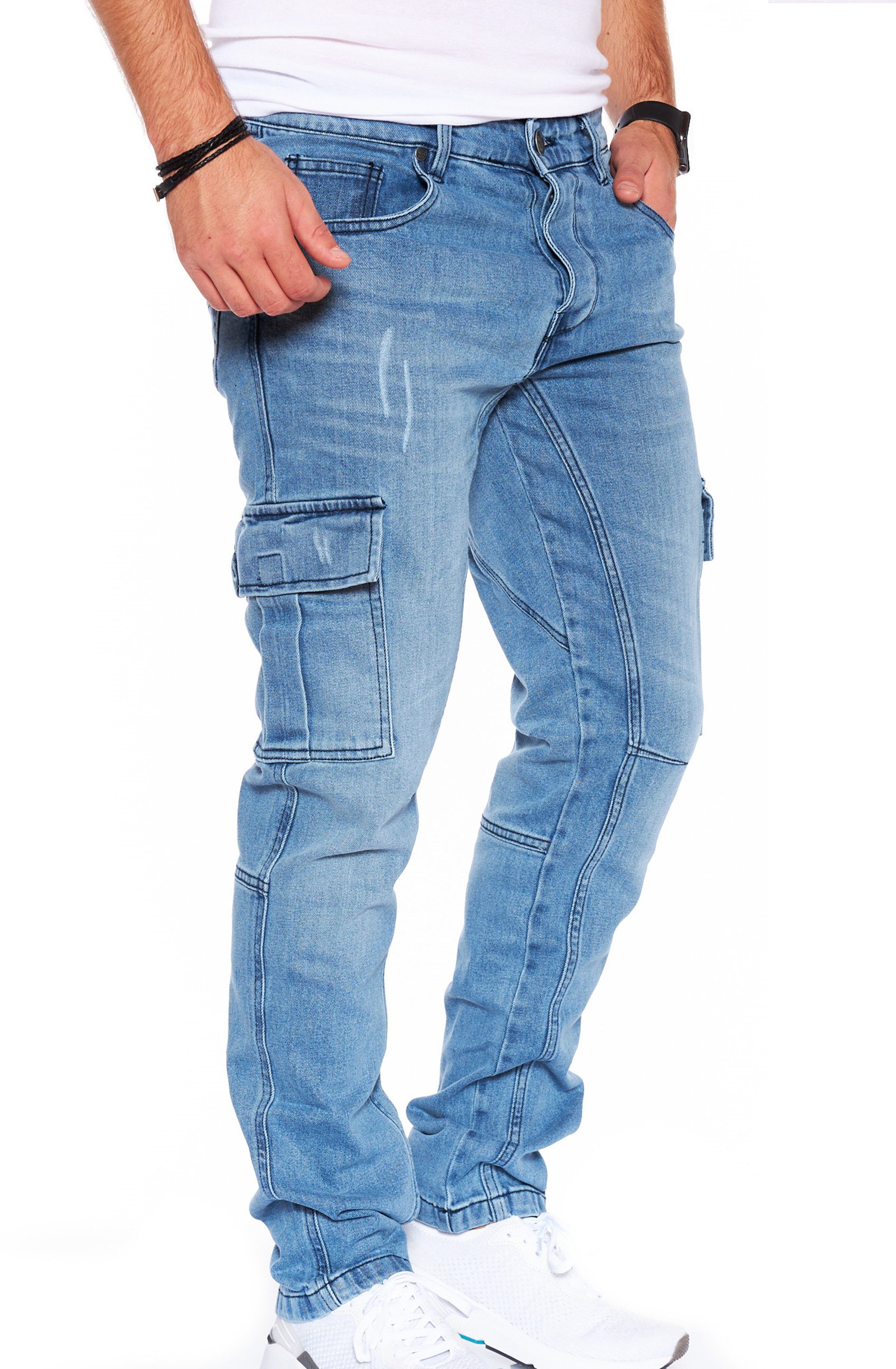 Styleko Cargohose Cargo Jeans Herren Cargohose für Herren Jeans stretch Car günstig online kaufen