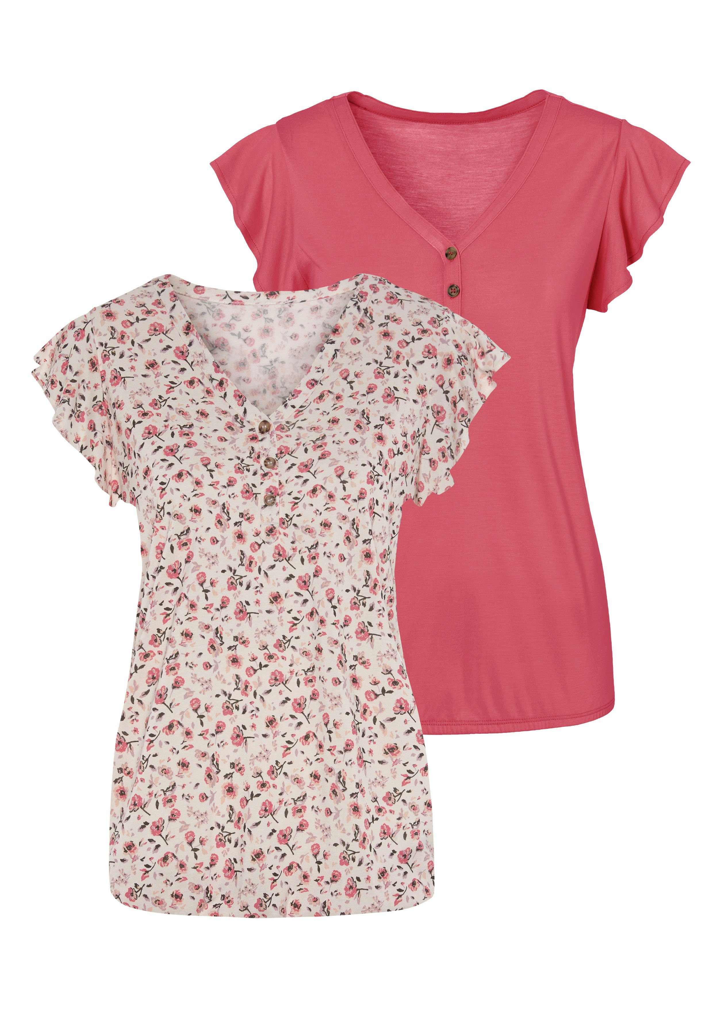 Vivance Kurzarmshirt mit Flügelärmelchen (2er-Pack) aus günstig online kaufen