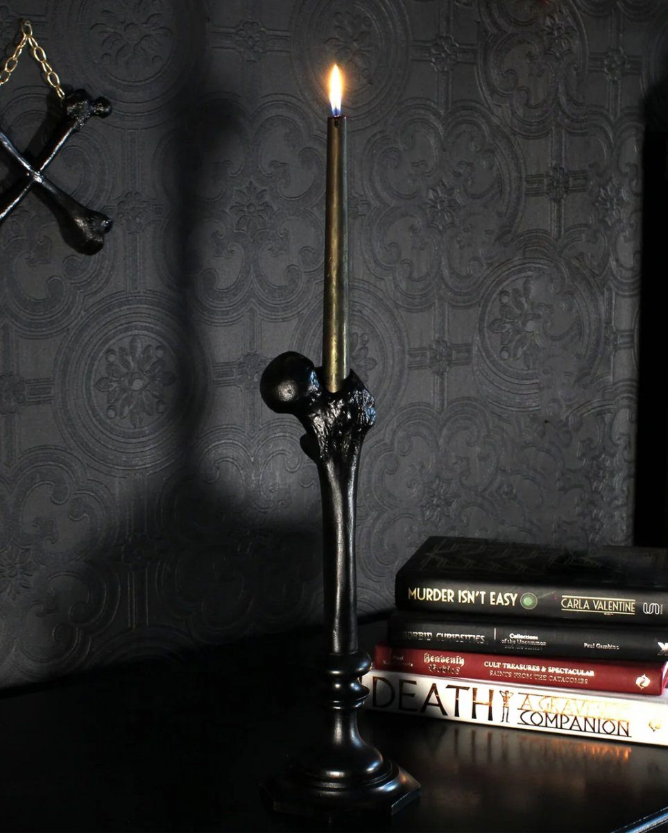 Horror-Shop Dekofigur Schwarzer Kerzenhalter in Form eines Obersc Gothic
