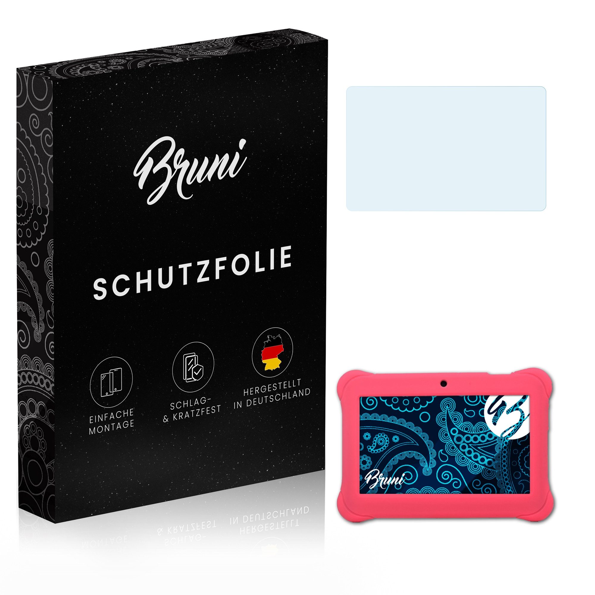Bruni Schutzfolie Glasklare Displayschutzfolie für Kids Tablet, (2 Folien), praktisch unsichtbar