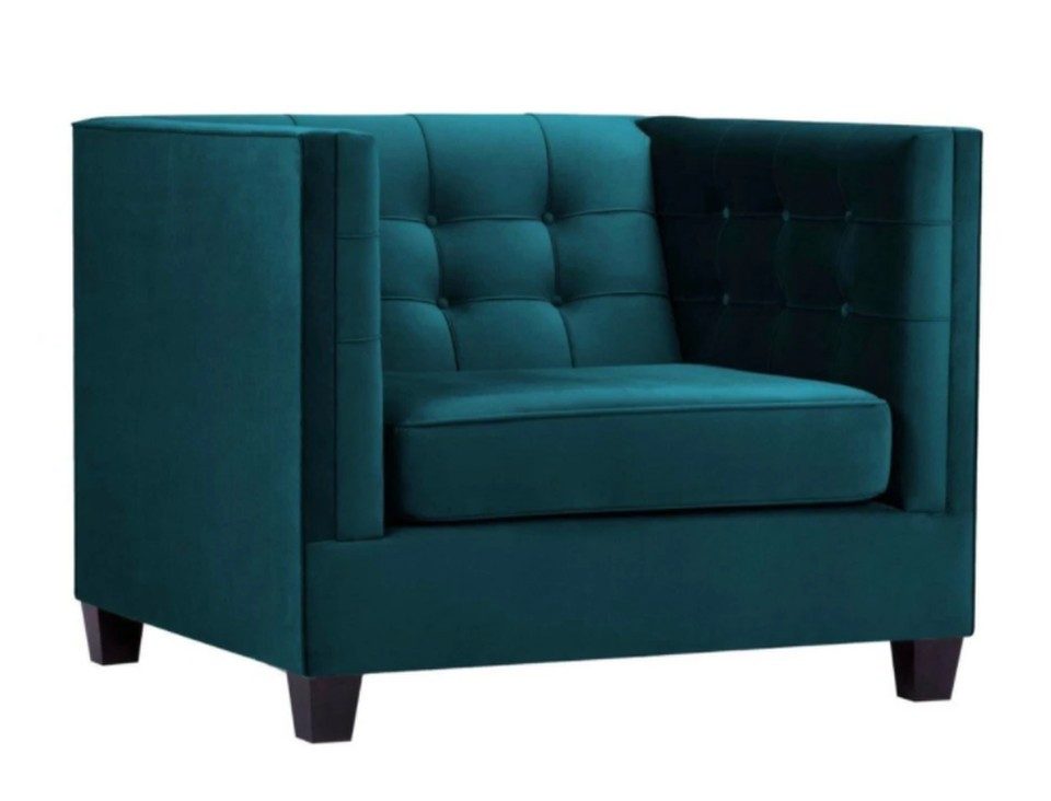 Xlmoebel Chesterfield-Sessel Sessel Meergrün aus Textil für modernes Wohnzimmer (1-St), Made in Europa