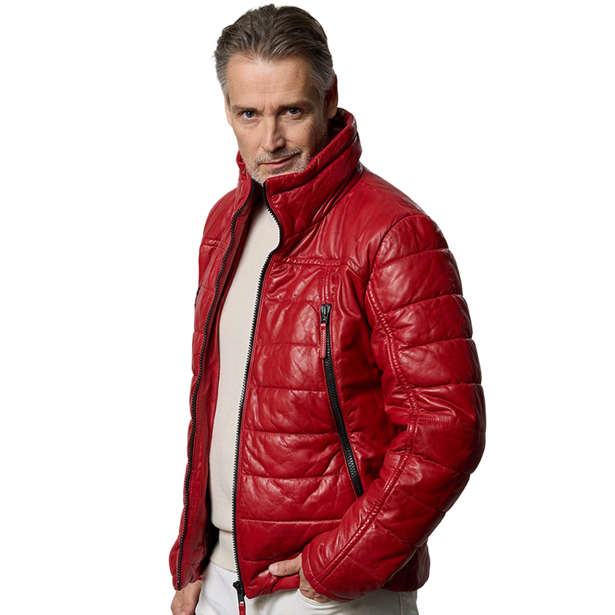 Jilani Lederjacke Filbo Jilani - Herren Lederjacke Steppjacke Lammnappa rot