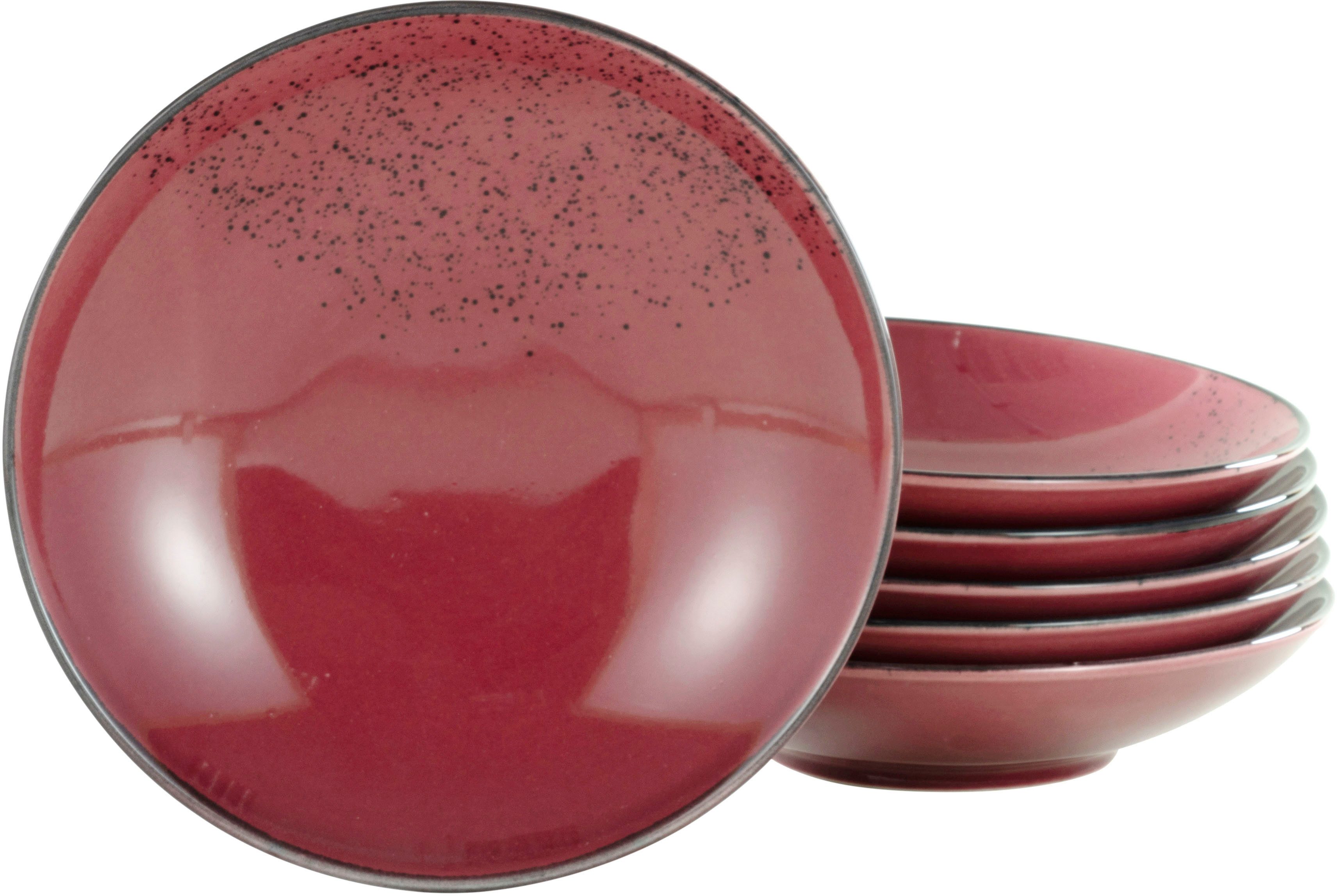 CreaTable Суповая тарелка Essteller NATURE COLLECTION, (6 St), Тарелки Set für 6 Personen, Ø 22 cm, Steinzeug, tiefe Тарелки