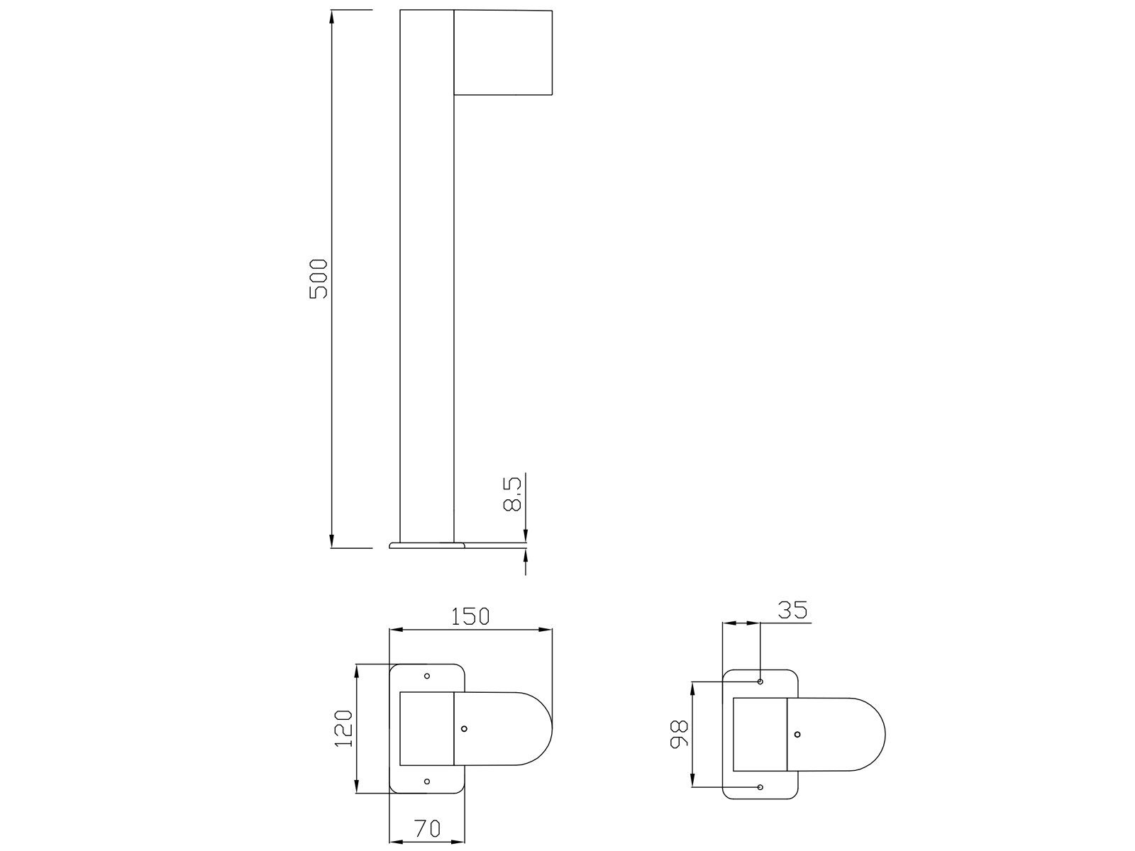 Wegbeleuchtung Anthrazit, Garten-weg LED Geh-wegleuchte Pollerleuchte, Warmweiß, beleuchten 50cm, wechselbar, meineWunschleuchte LED