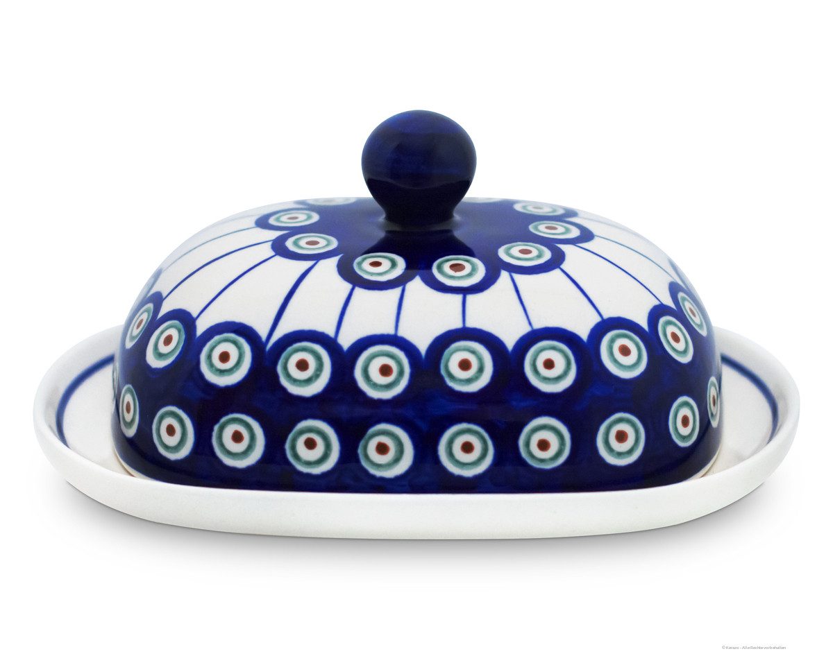 Bunzlauer Keramik Butterdose Bunzlauer Keramik Butterdose oval für 250g (1 Stück Butter) Dekor 8, Keramik