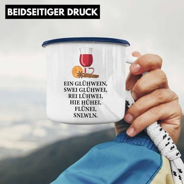 Trendation Thermotasse Trendation - Ein Glühwein Emaille Tasse Lustig Spruch Glühweinbecher mit Henkel Doppelwandig GlühweinEmaille Tassen Gläser Weihnachtsmarkt Becher Emaille Tassen Geschenk - Ein Glühwein Swei