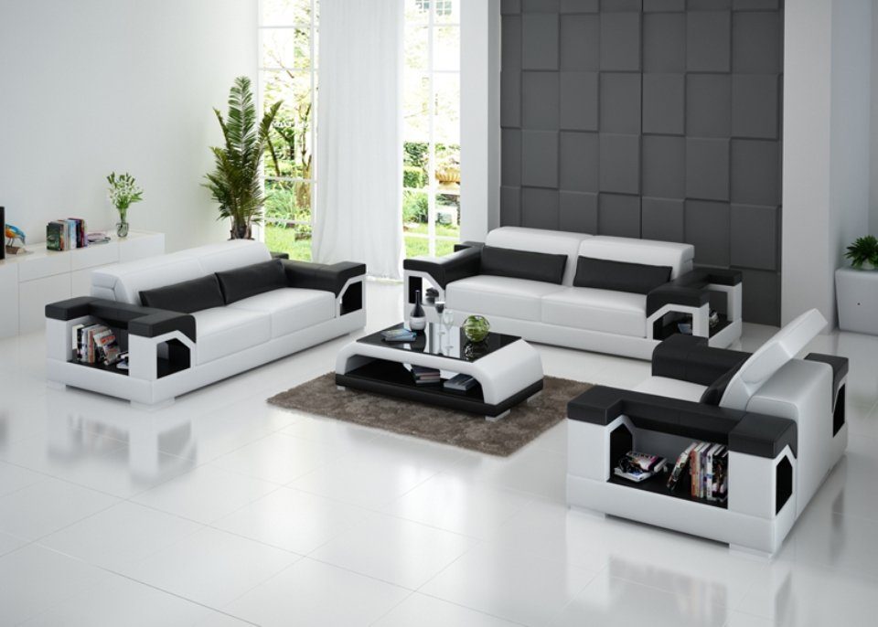 JVmoebel Sofa Ledersofa Sitzer Europe Design, in 3+2+1 Set Garnitur Sofagarnitur Couch Made