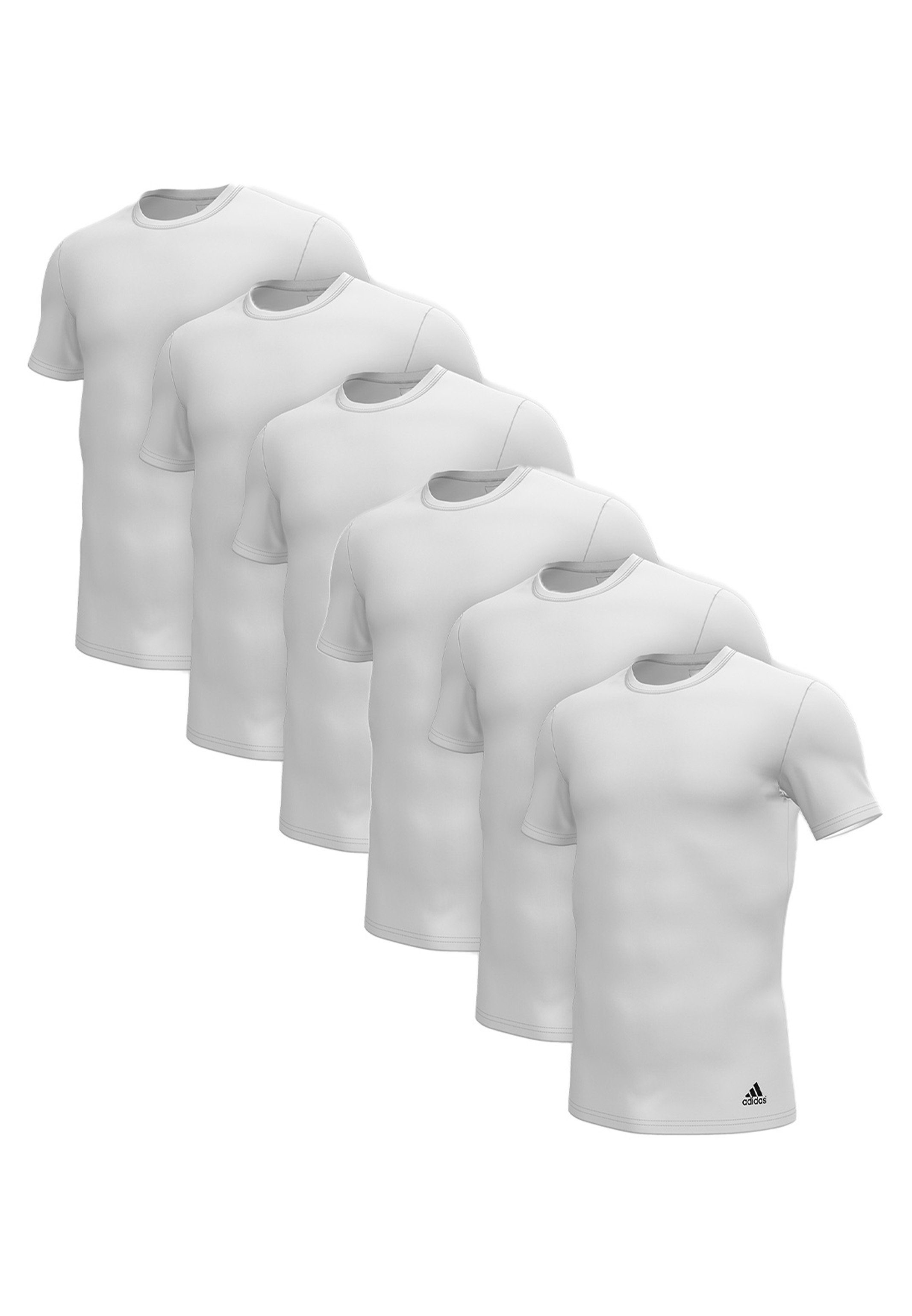 adidas Sportswear Unterhemd 6er Pack Active Core Cotton (Spar-Set, 6-St) Unterhemd / Shirt Kurzarm - Baumwolle - Legere Passform Weiß | Unterhemden