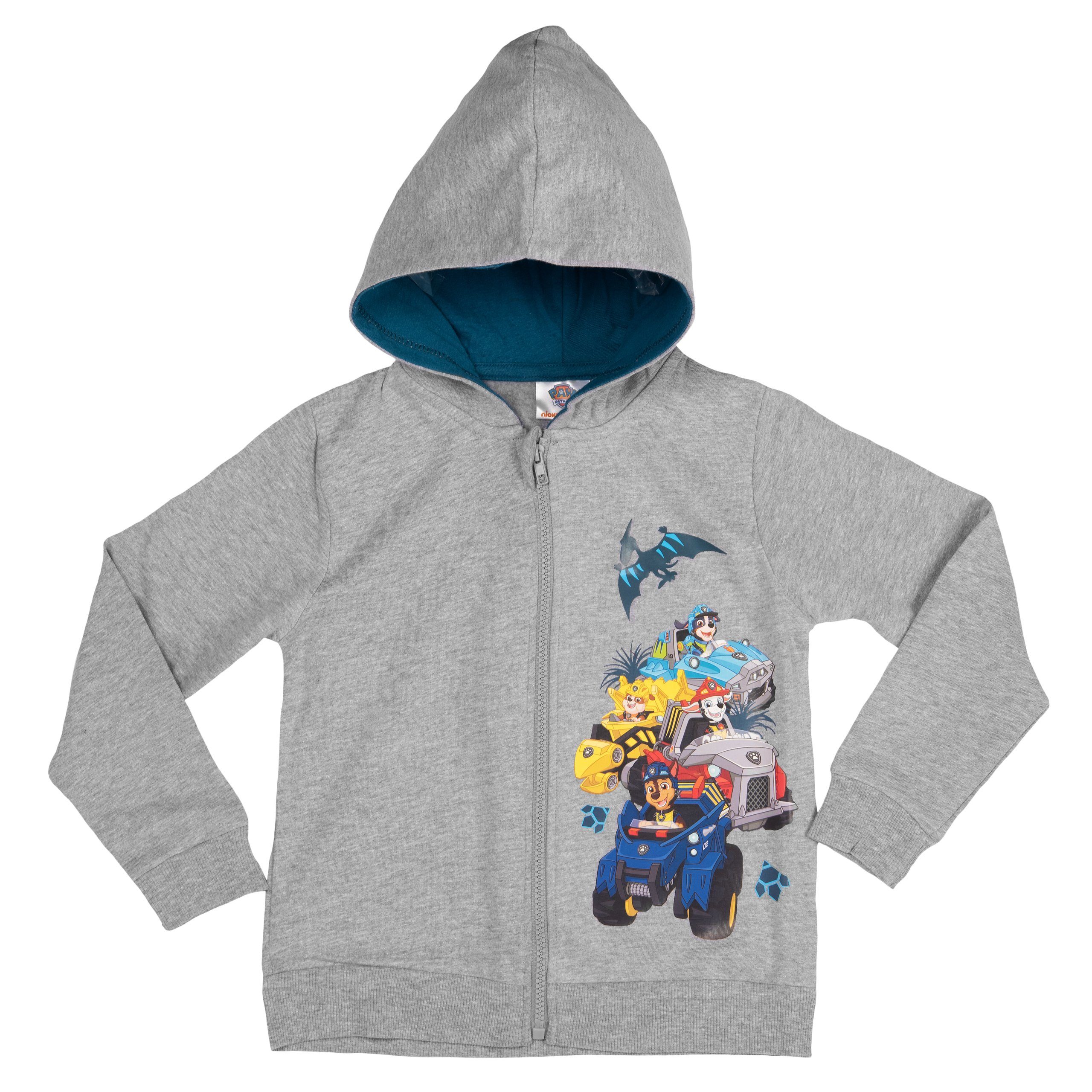 United Labels® Sweatjacke Paw Patrol - Rescue Team mit Fahrzeugen - Rex, Rubble, Marshall, Chase