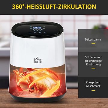 HOMCOM Heißluftfritteuse mit 7 Menüs Antihaftbeschichteter Korb, 1300,00 W, für gesundes ölfreies fettarmes Kochen